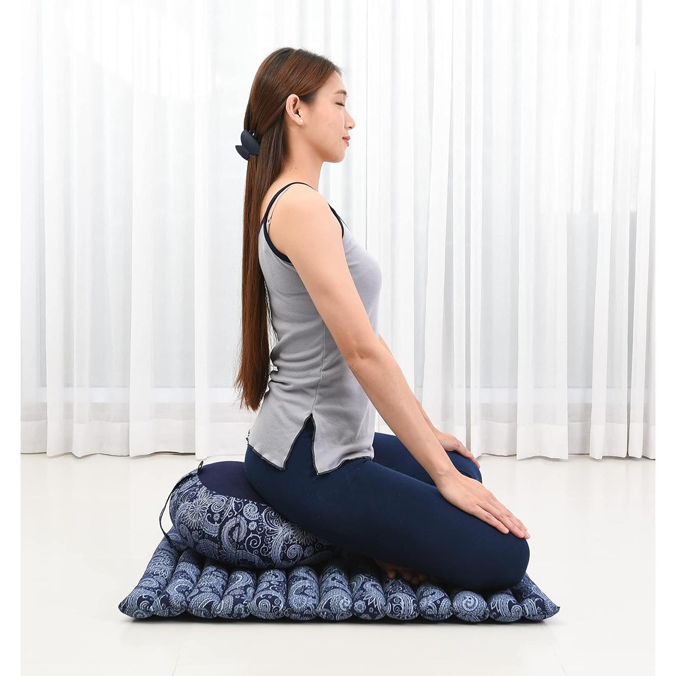 Juego de Cojines de Meditación Leewadee Zafu y Zabuton Azul