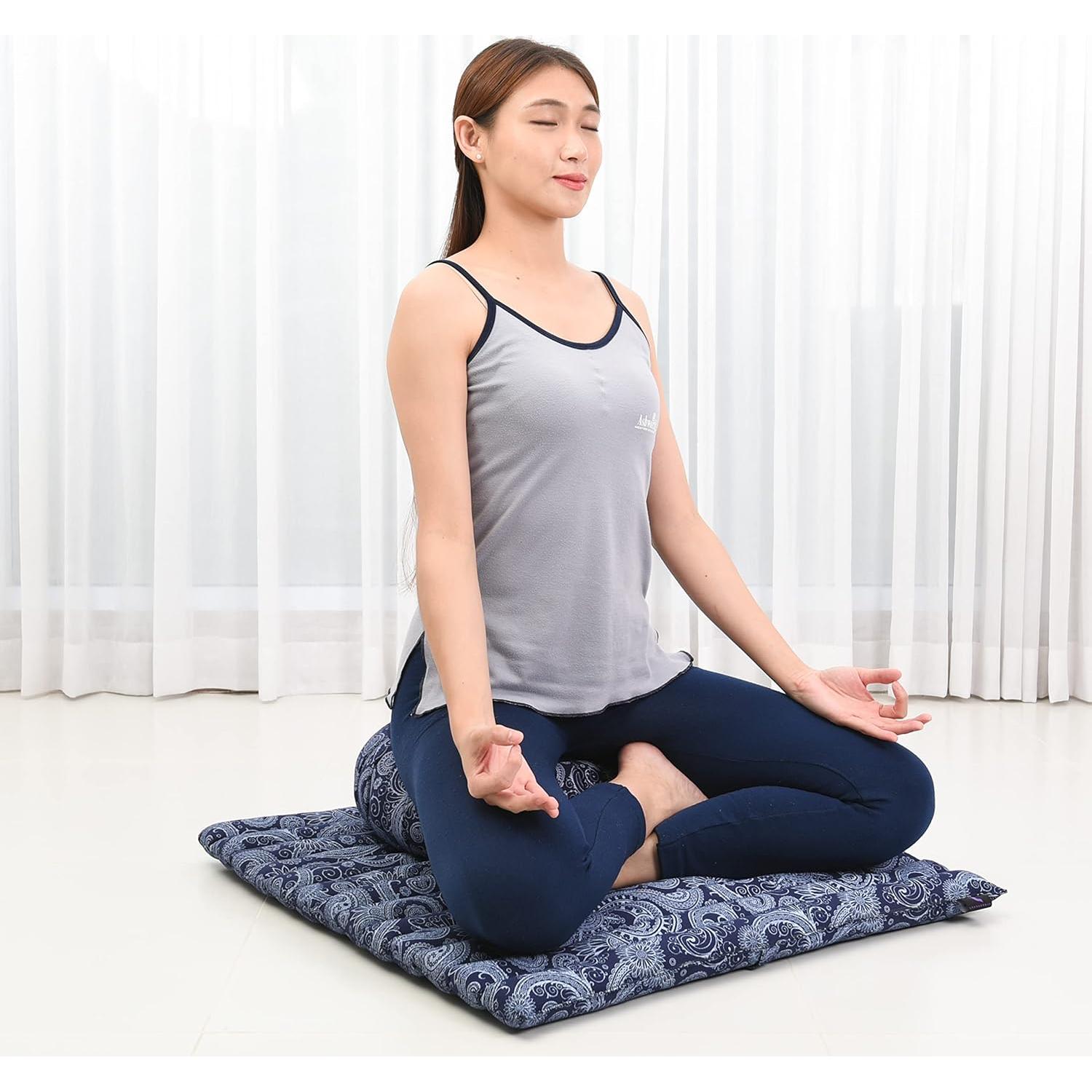 Juego de Cojines de Meditación Leewadee Zafu y Zabuton Azul