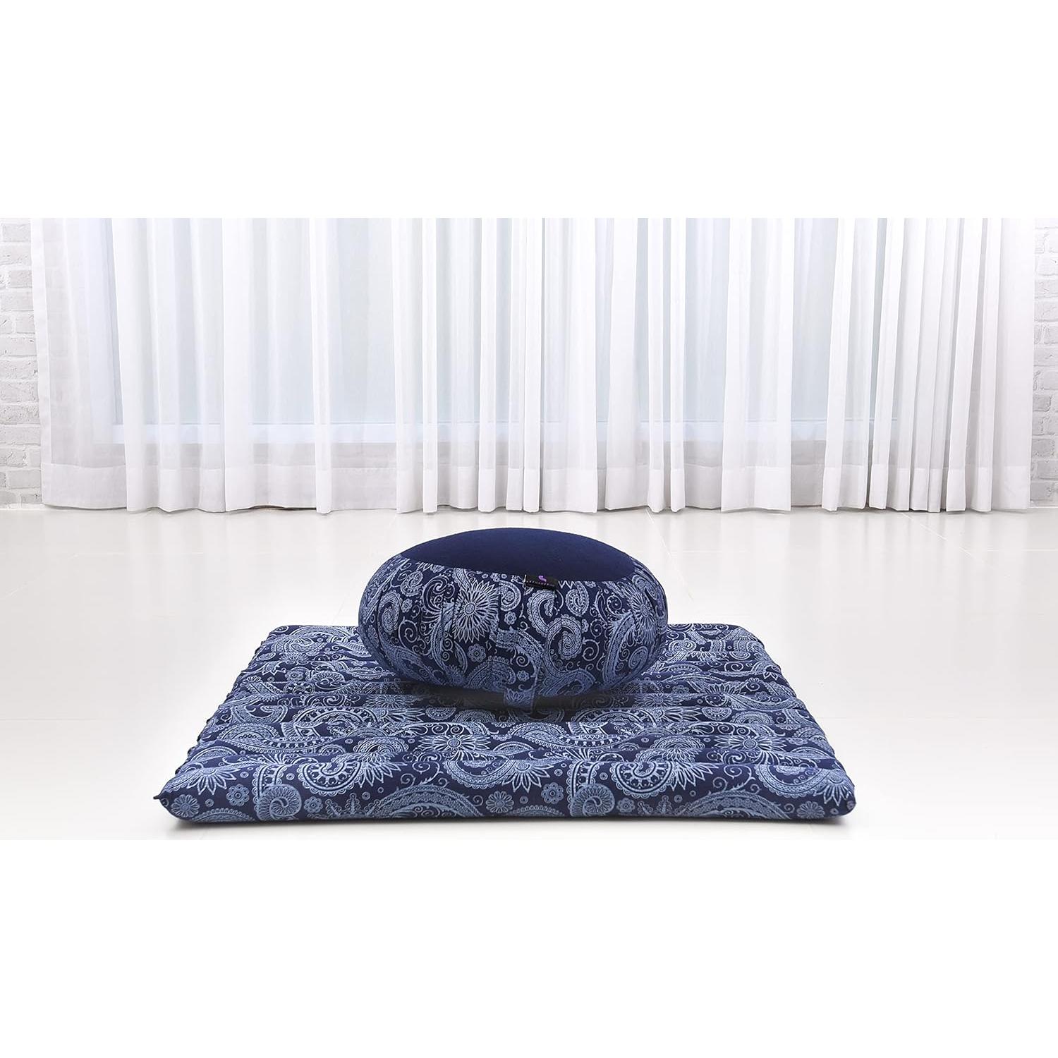 Juego de Cojines de Meditación Leewadee Zafu y Zabuton Azul
