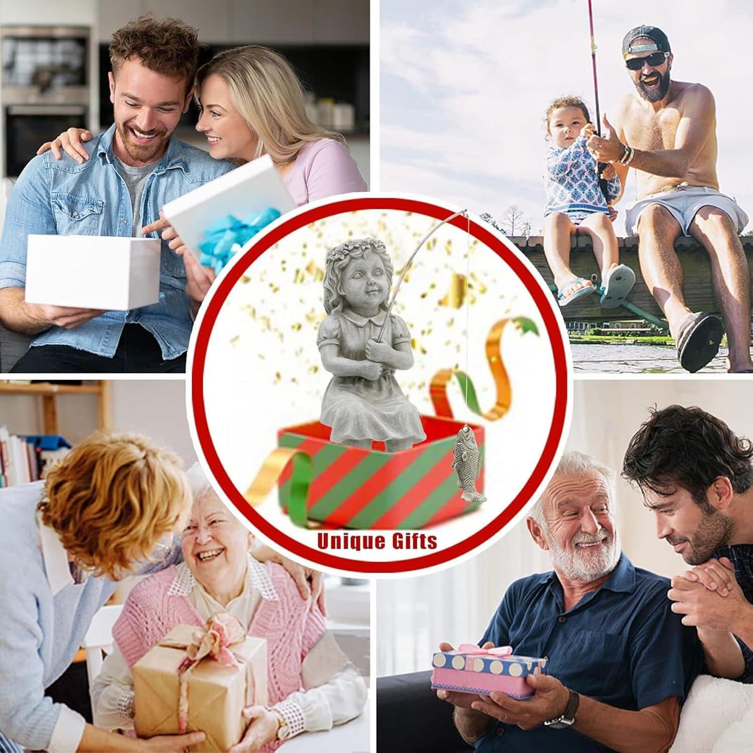 Estatua de Pescadora Goodeco para Jardín 27.9 cm con Piedras Brillantes