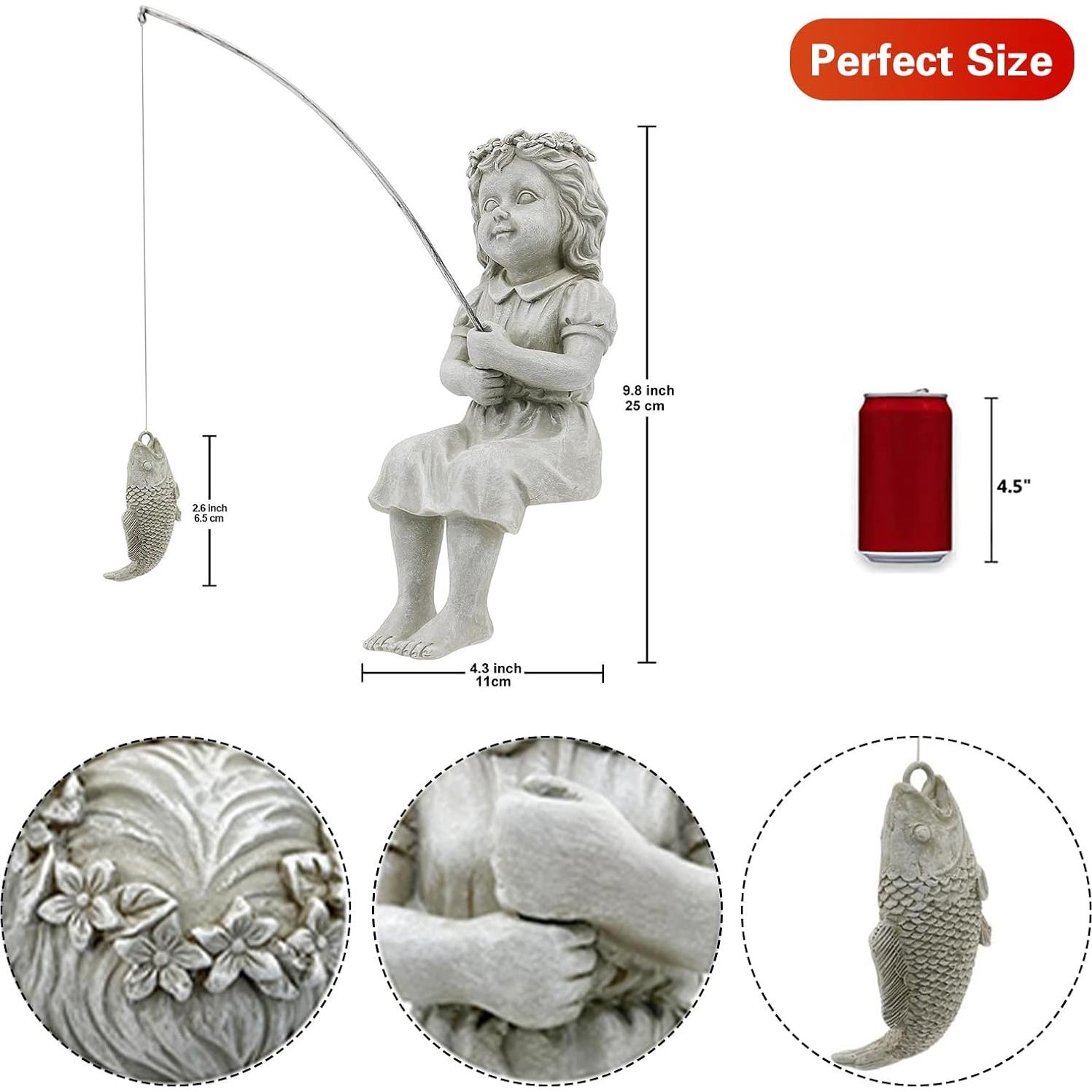 Estatua de Pescadora Goodeco para Jardín 27.9 cm con Piedras Brillantes