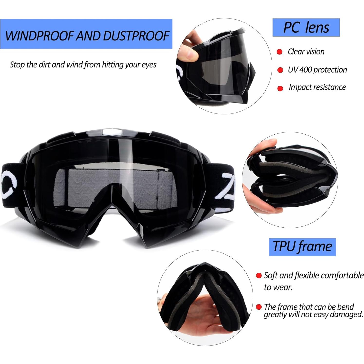 Gafas de ATV y máscara de balaclava ZJNUO - Unisex