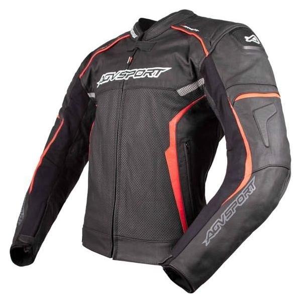 Chaqueta de Cuero para Motocicleta AGVSPORT Aragon Hombre Rojo