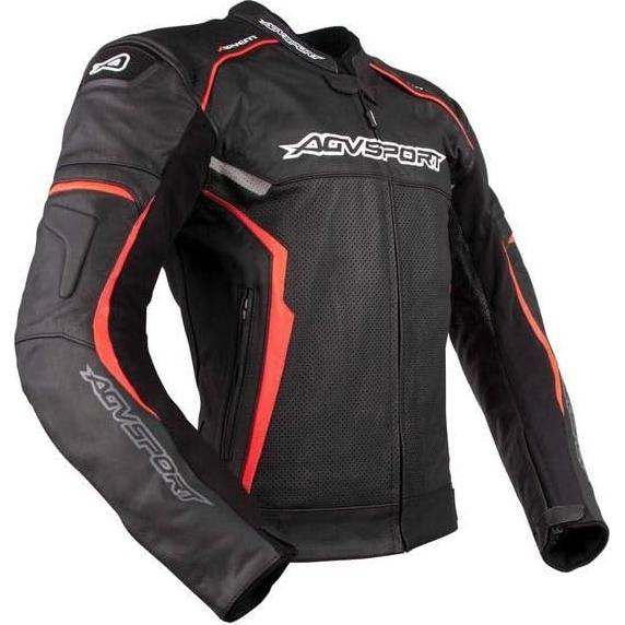 Chaqueta de Cuero para Motocicleta AGVSPORT Aragon Hombre Rojo