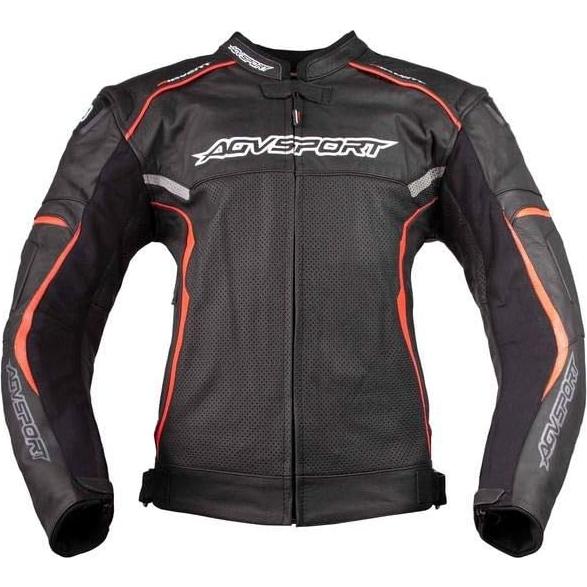 Chaqueta de Cuero para Motocicleta AGVSPORT Aragon Hombre Rojo