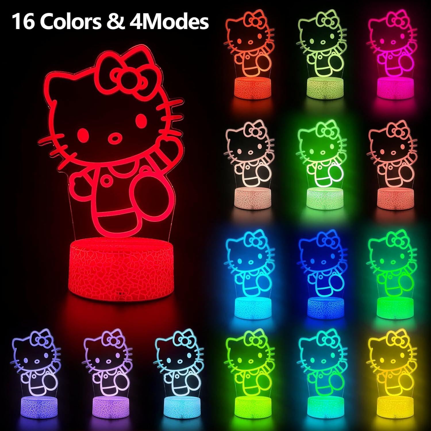 Luz Nocturna 3D Gato AIHYING con Control Remoto y 16 Colores