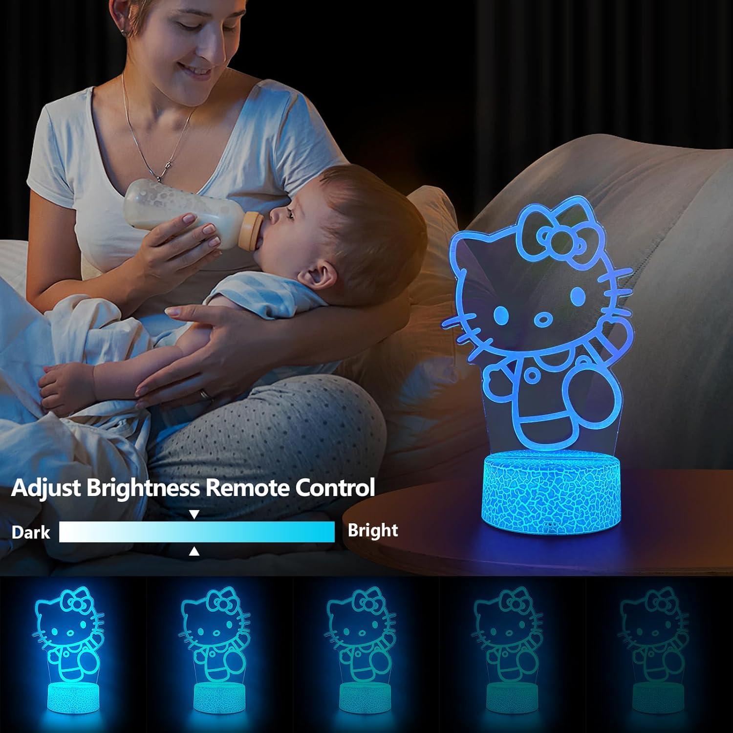 Luz Nocturna 3D Gato AIHYING con Control Remoto y 16 Colores