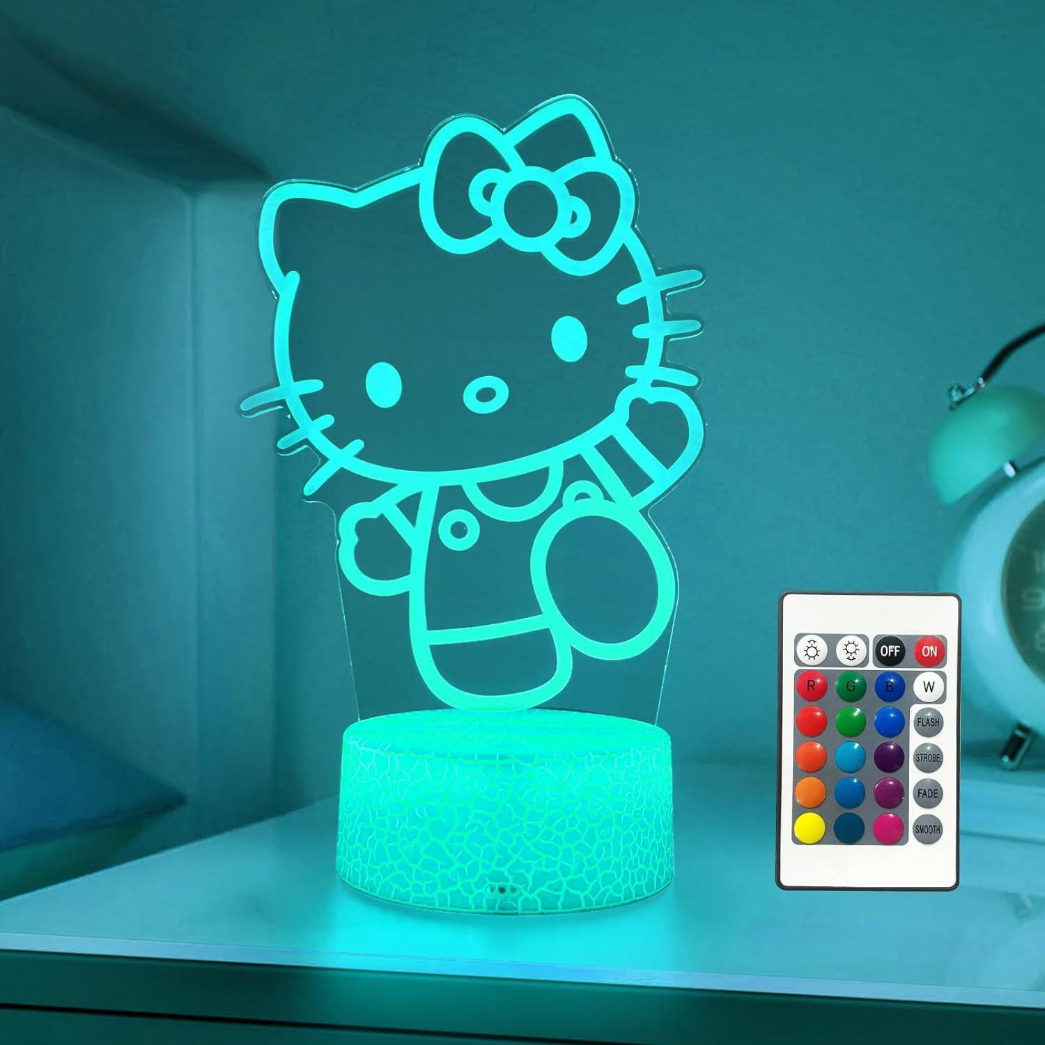 Luz Nocturna 3D Gato AIHYING con Control Remoto y 16 Colores