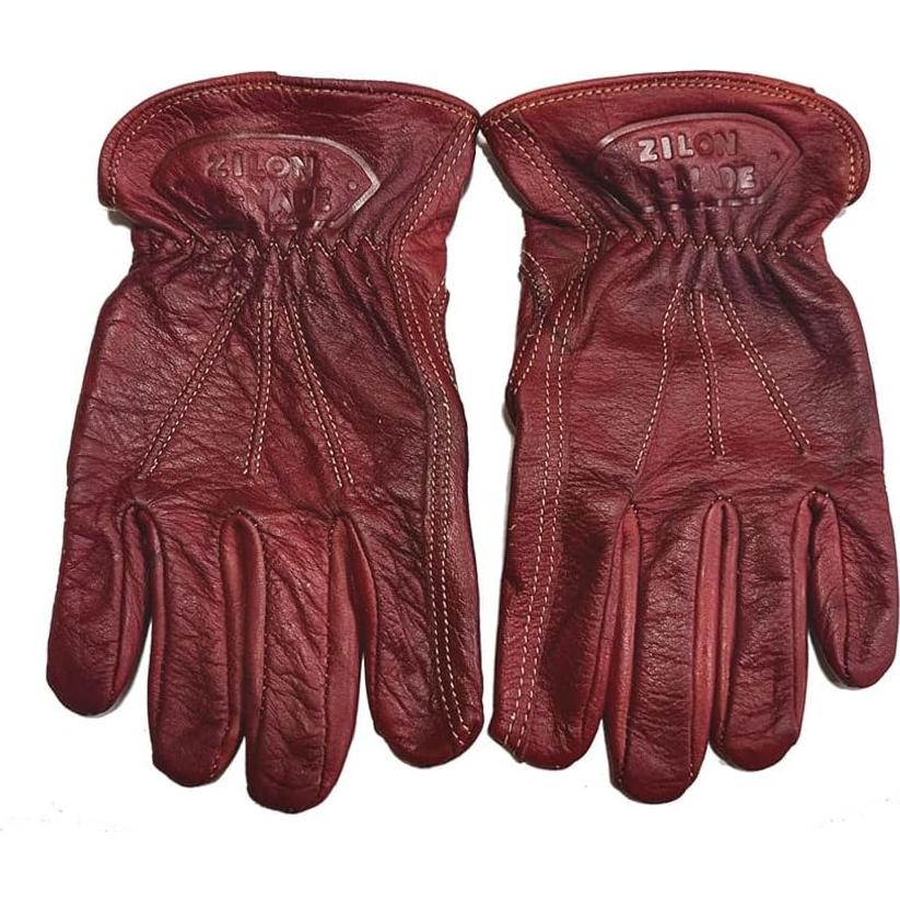 Guantes de Motocicleta Retro de Cuero ZILON - Rojo 17-18 Años