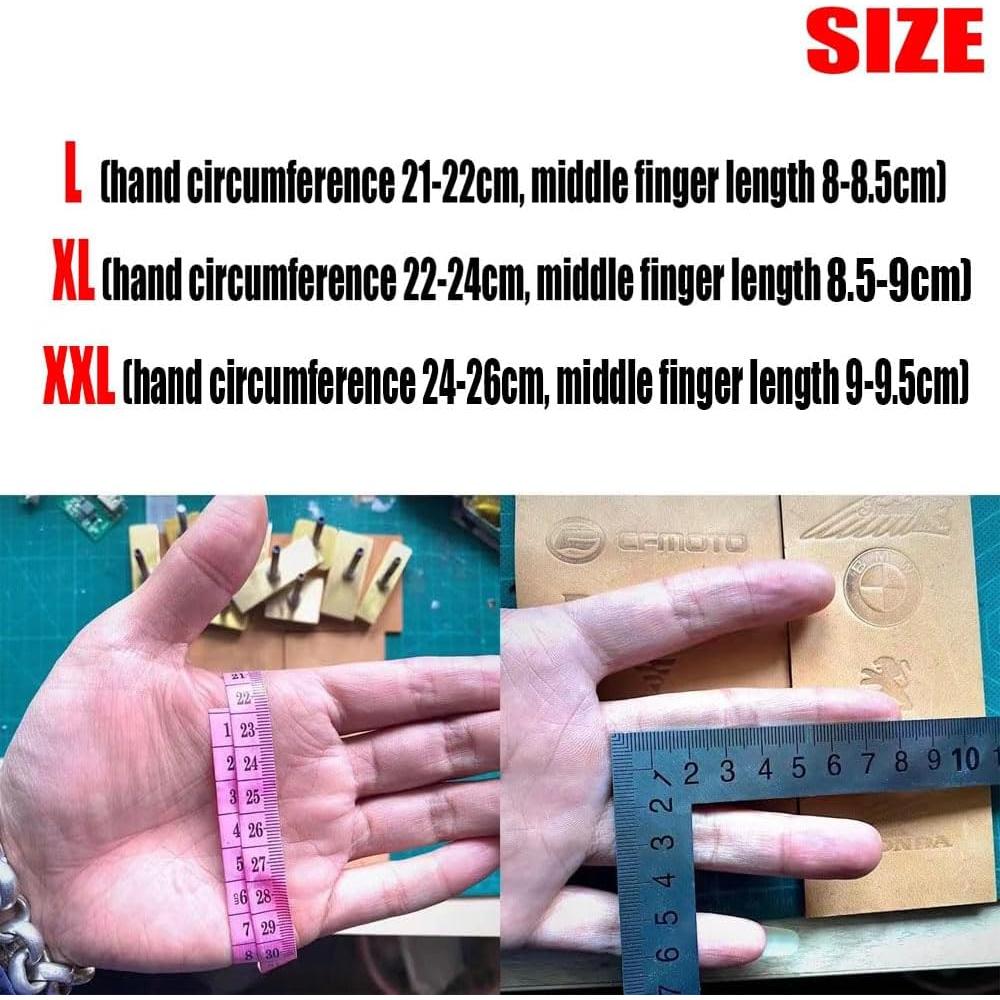 Guantes de Motocicleta Retro de Cuero ZILON - Rojo 17-18 Años