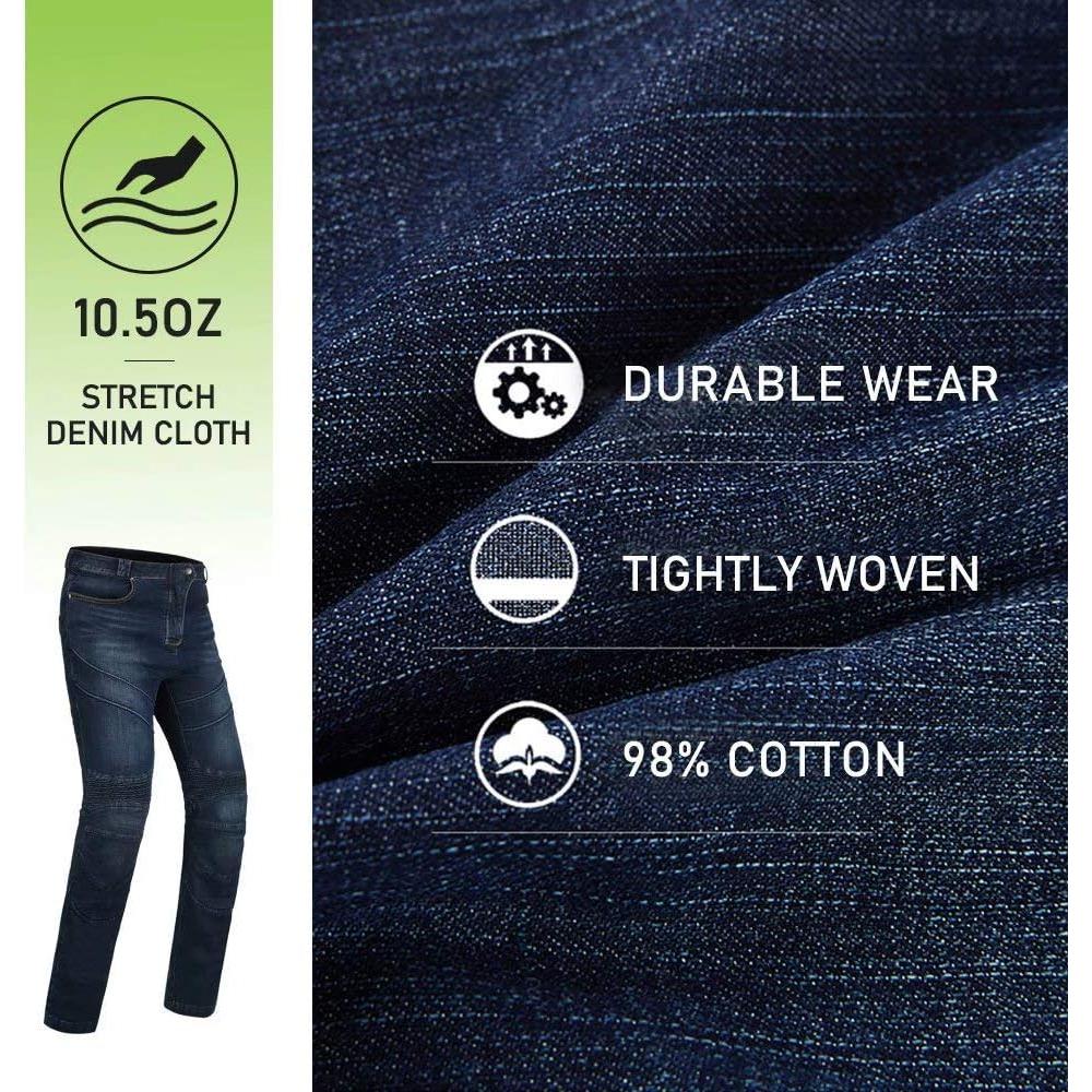 Pantalones de Moto ILM BJN01 Azul con Armadura CE 28W x 31L