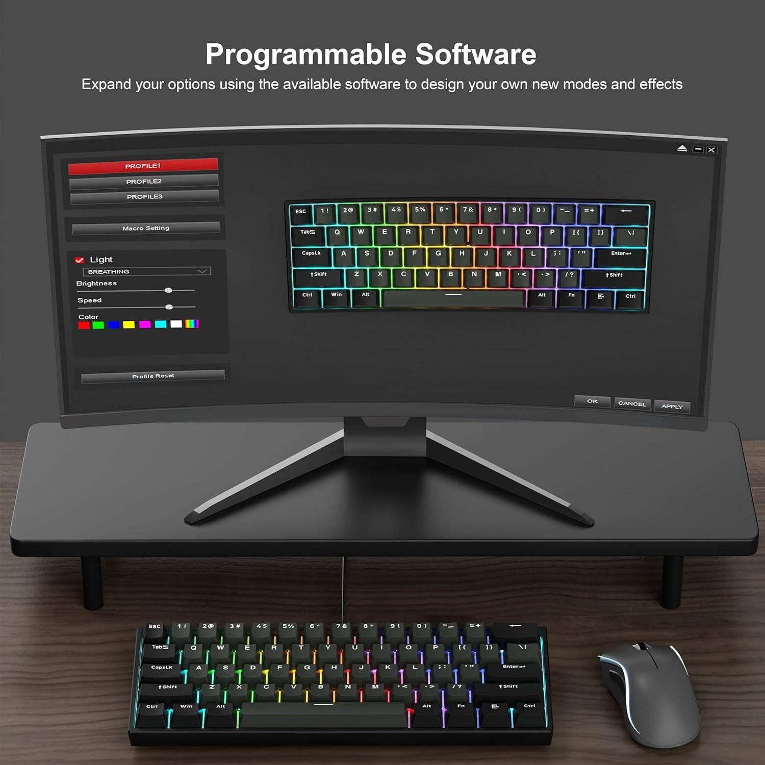 Teclado Mecánico XVX H61 60% RGB Hot-Swappable PBT