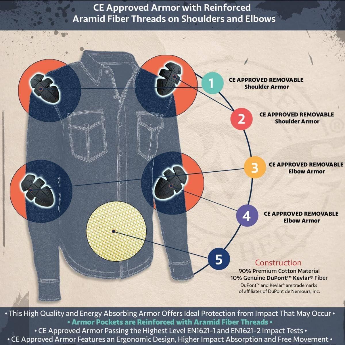 Camisa de Motociclista Armado Milwaukee Leather MPM1634 Azul