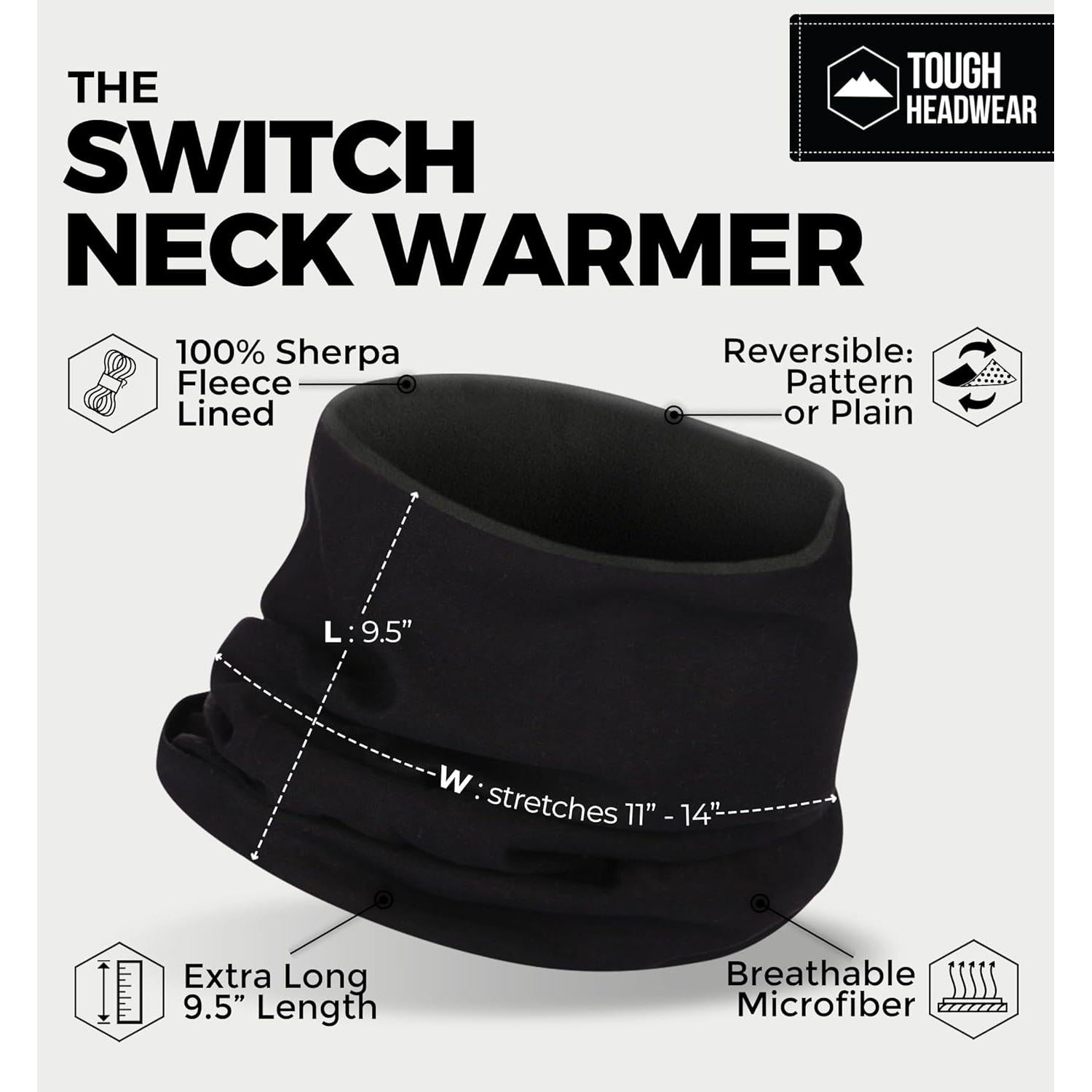 Gaiter de Cuello Reversible Tough Headwear - Forro Polar y Microfibra