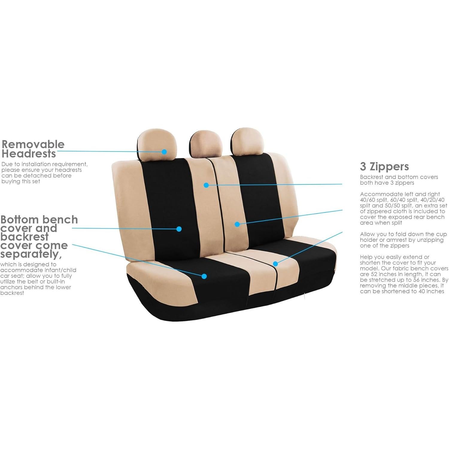 Fundas de Asiento Automotriz FH Group Beige Juego de 8