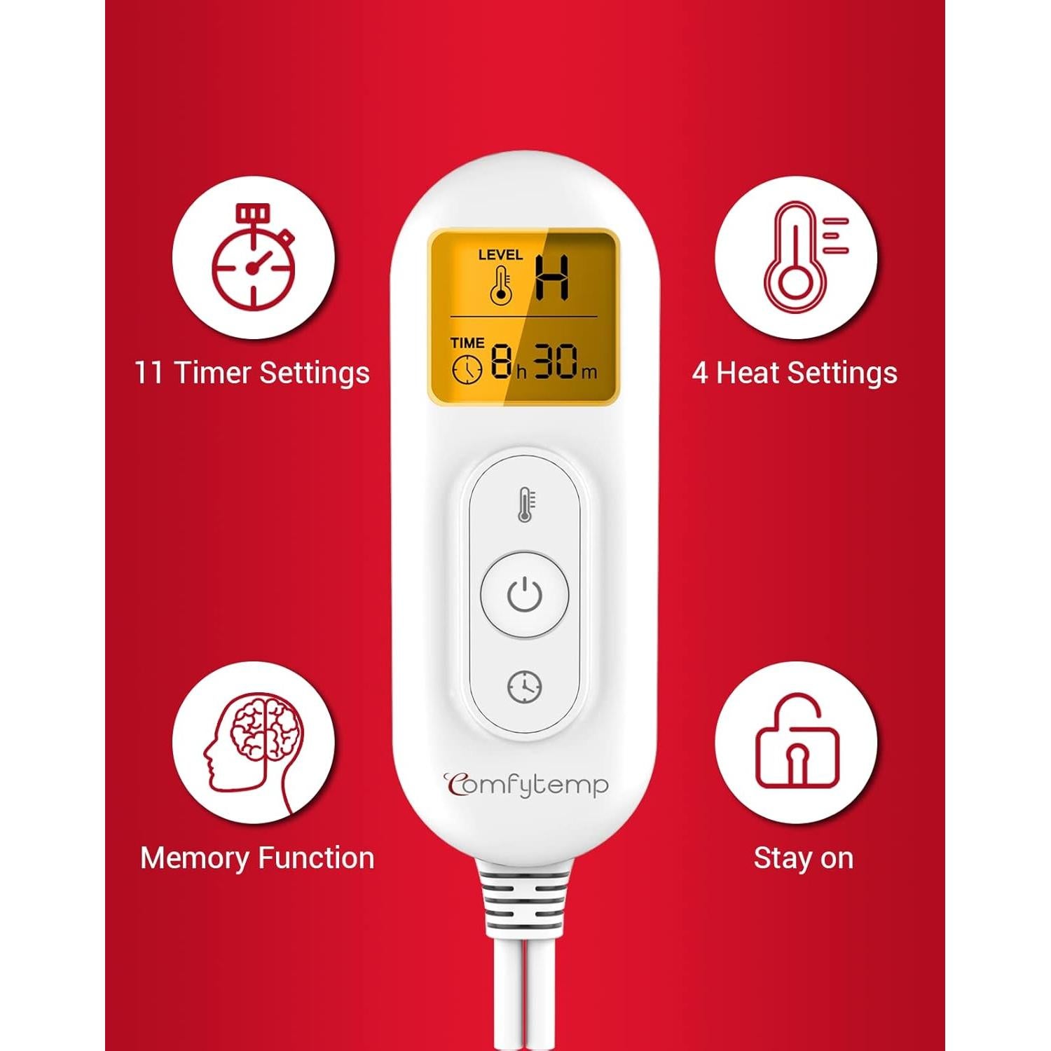 Manta Eléctrica para Coche Comfytemp 12V/24V Alivio Dolor Espalda