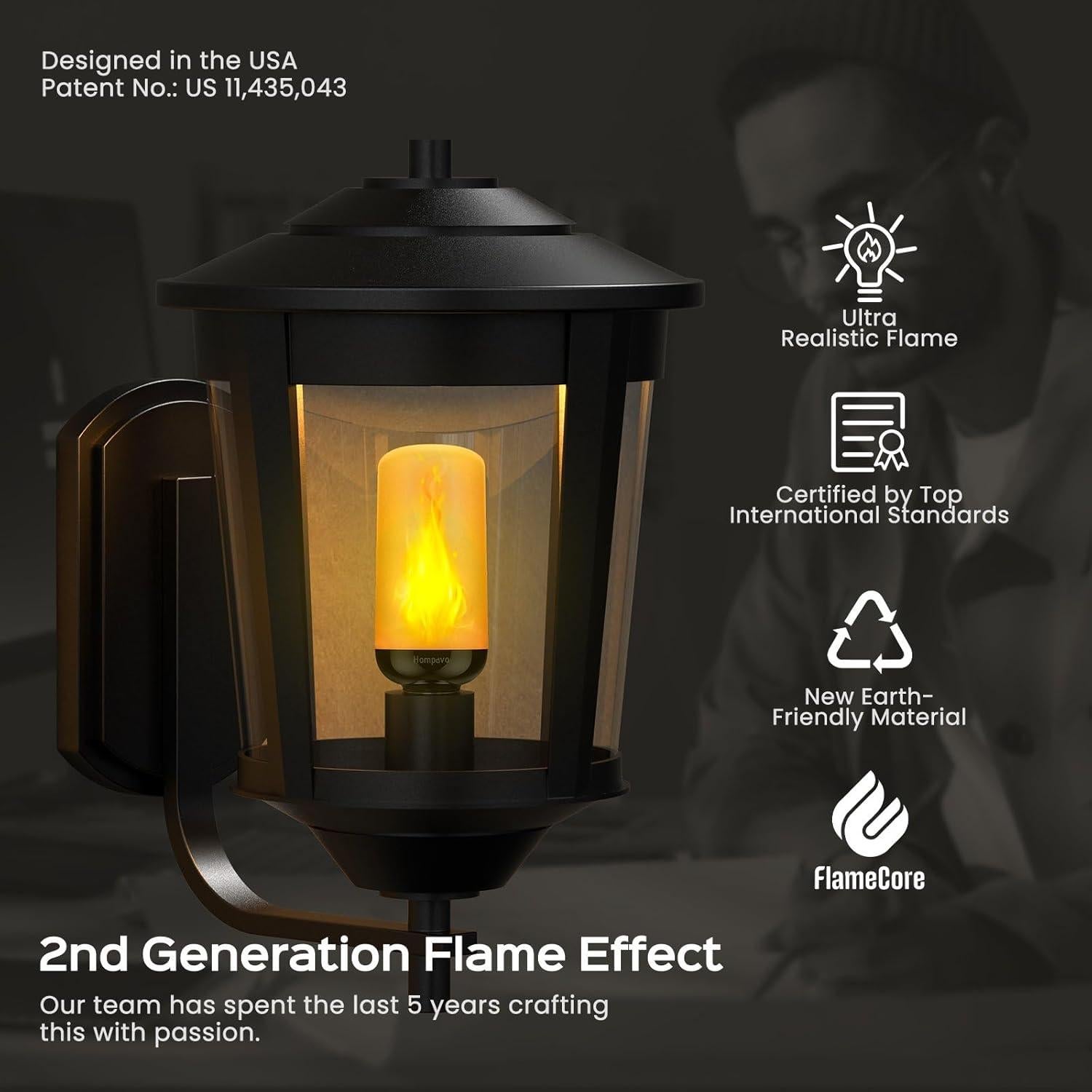 Bombillas LED de Llama Hompavo Gen2 E26 2 Piezas Efecto Realista