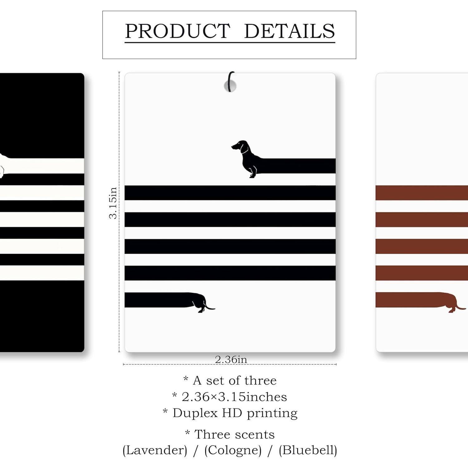 Ambientador de coche Mancheng-zi 3Pcs Perro Salchicha Aromas