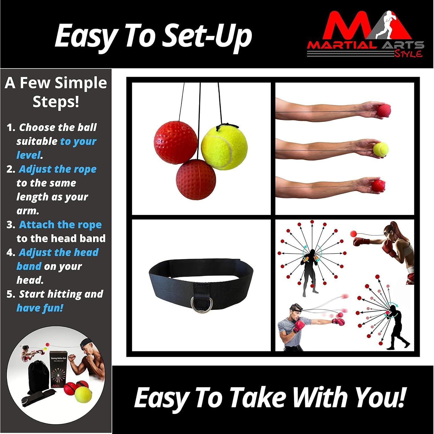 Cinta para la cabeza con bola de reflejos MA Martial Arts