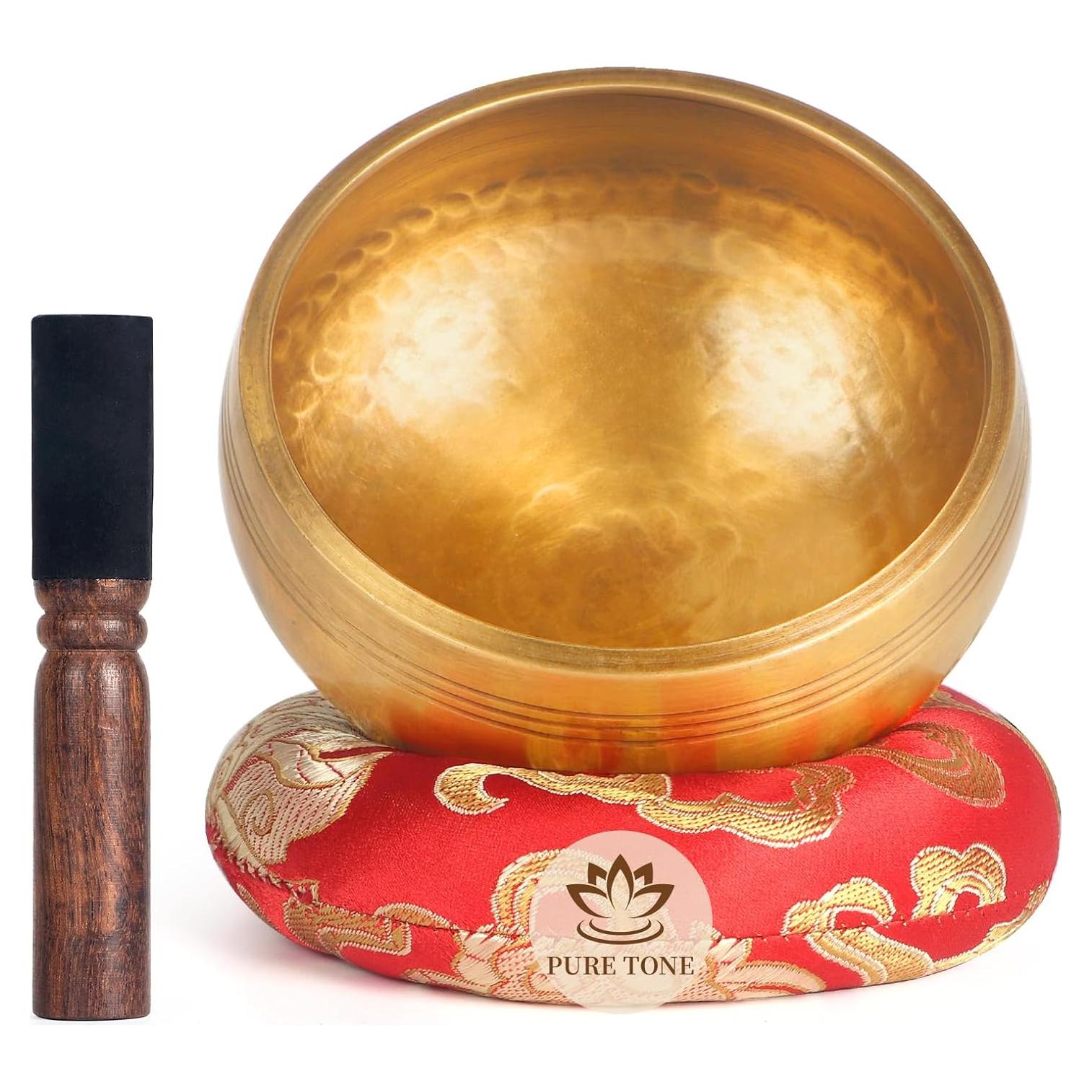 Tazón Cantor de Meditación AKLOT 8.9 cm Oro Hecho a Mano