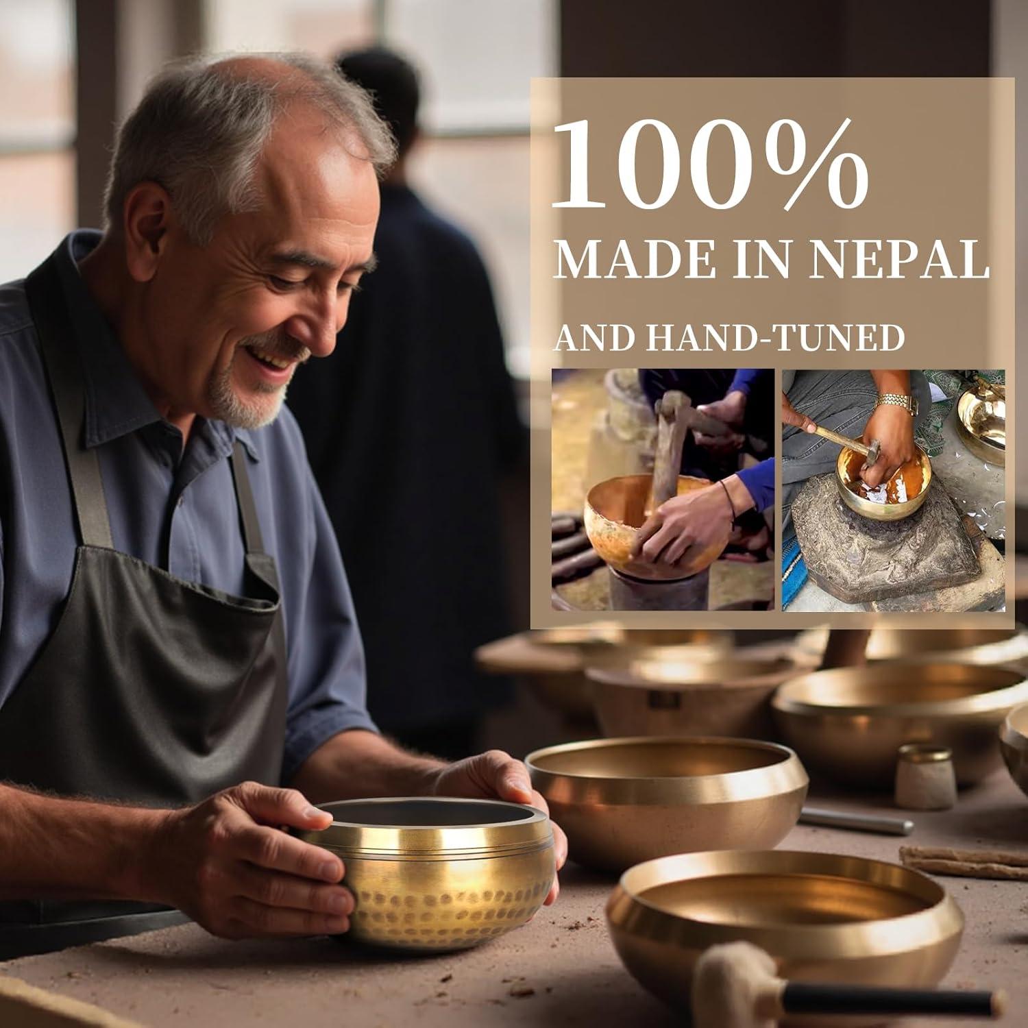 Tazón Cantor de Meditación AKLOT 8.9 cm Oro Hecho a Mano