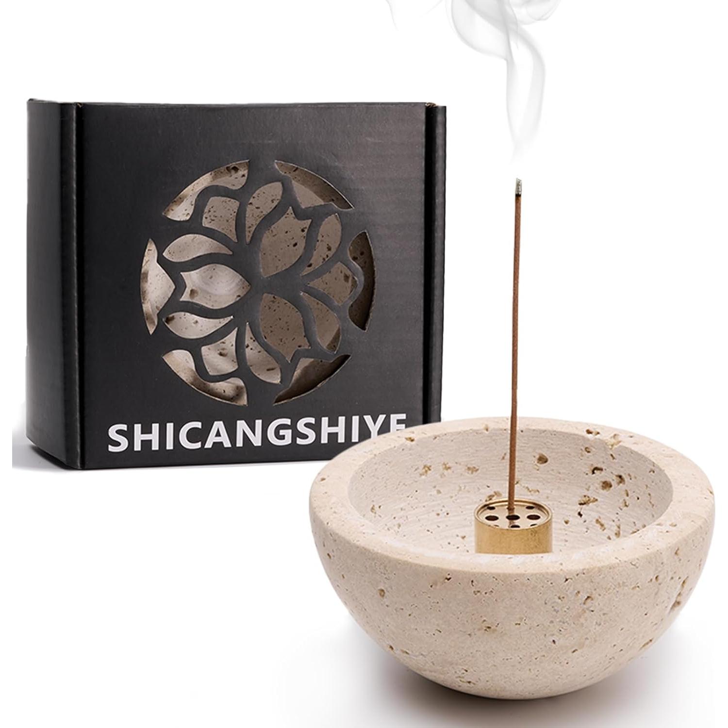 Soporte de Incienso SHICANGSHIYE de Piedra Caliza Hecho a Mano