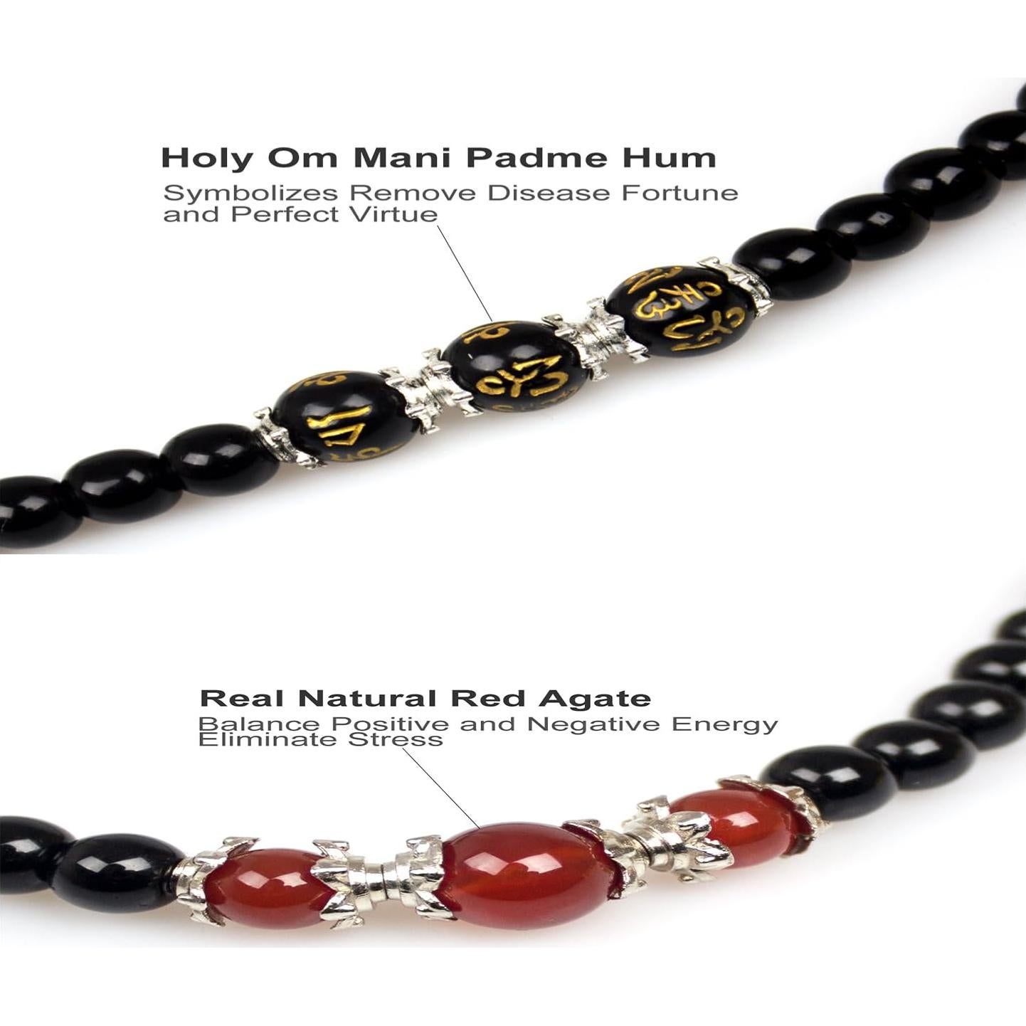 Pulsera Mala de 108 cuentas de obsidiana para meditación