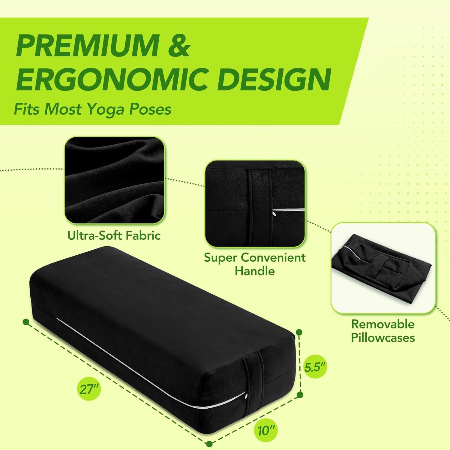 Cojín de Yoga Rectangular Wellsin - Almohada Meditación 68.6x25.4cm