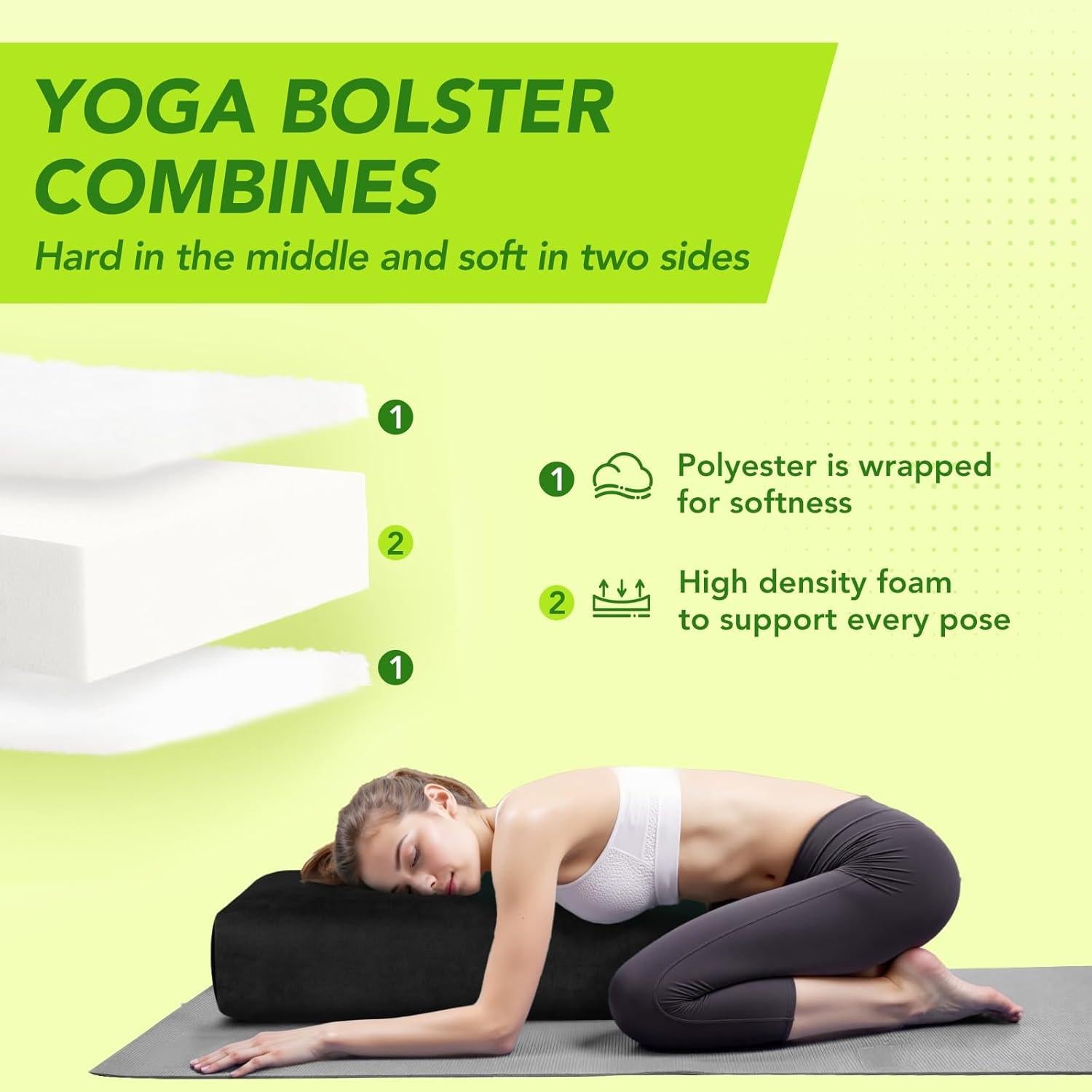 Cojín de Yoga Rectangular Wellsin - Almohada Meditación 68.6x25.4cm