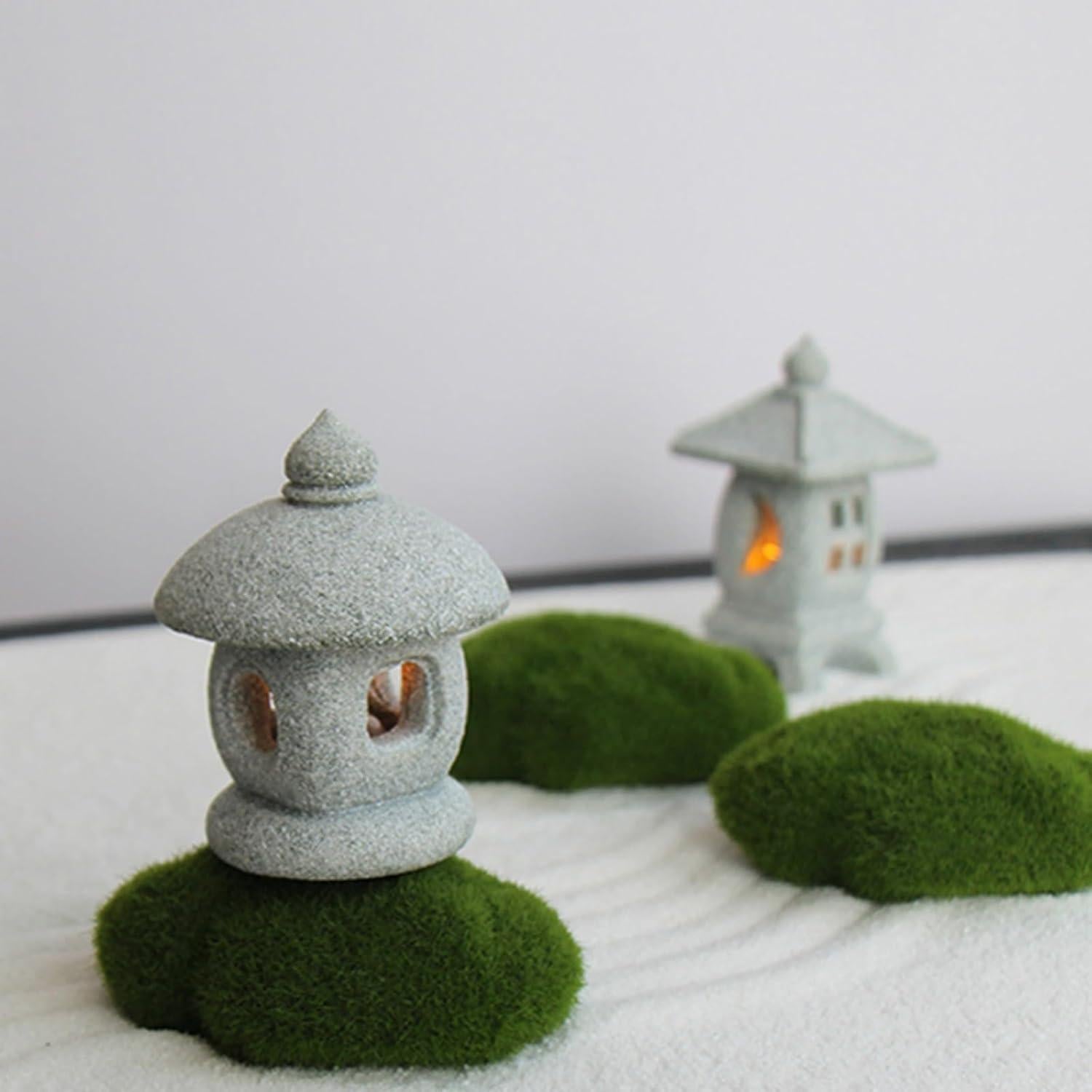 Estatua de lámpara LED de pagoda japonesa Daisylily 4.5x5.5cm