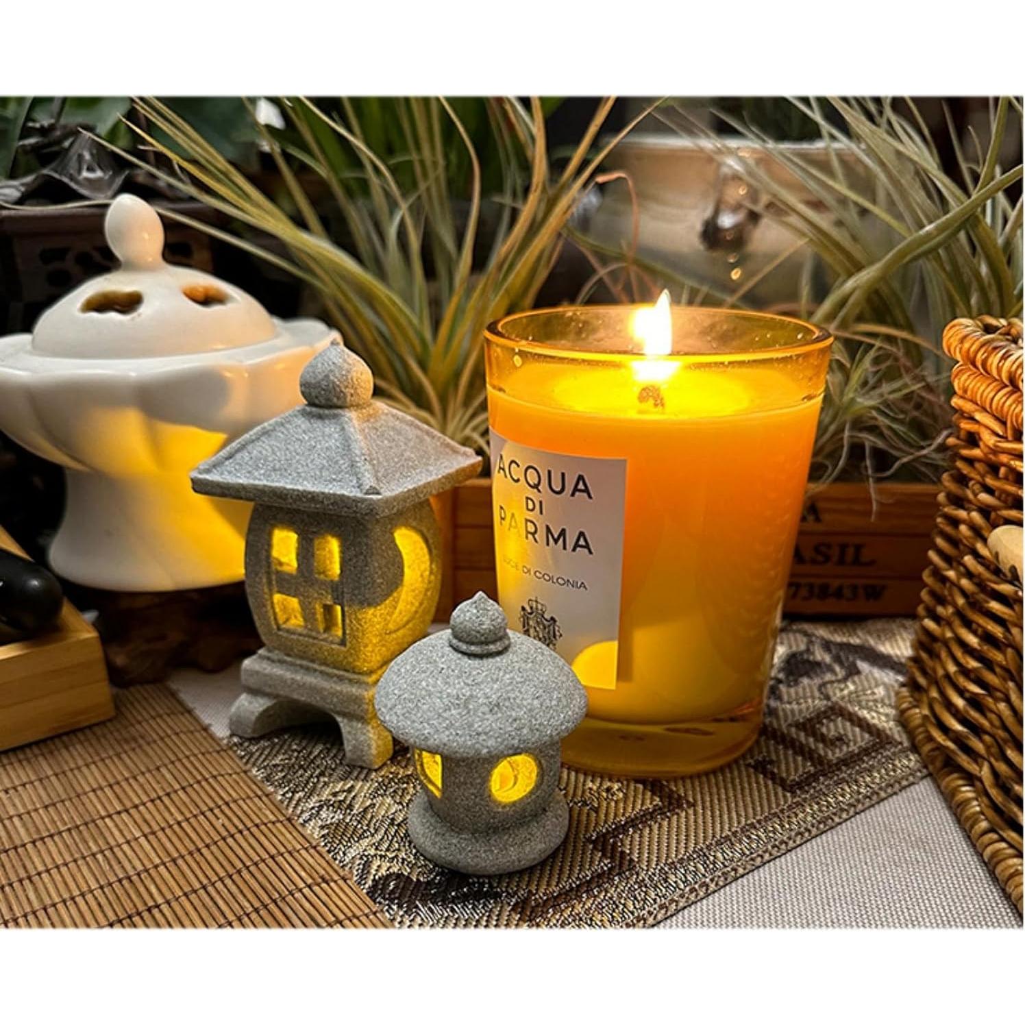 Estatua de lámpara LED de pagoda japonesa Daisylily 4.5x5.5cm