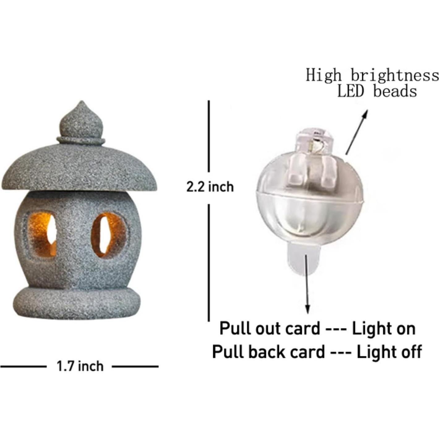 Estatua de lámpara LED de pagoda japonesa Daisylily 4.5x5.5cm