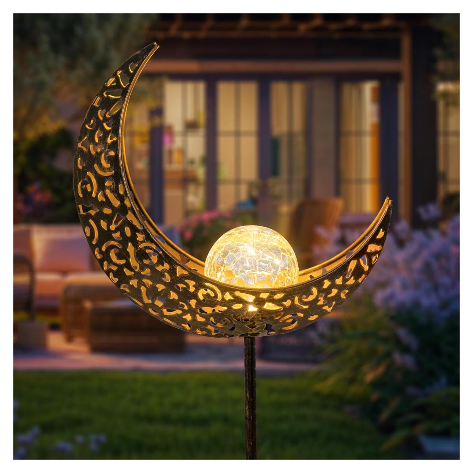 Luces Solares de Jardín Homeimpro en Forma de Luna Bronce