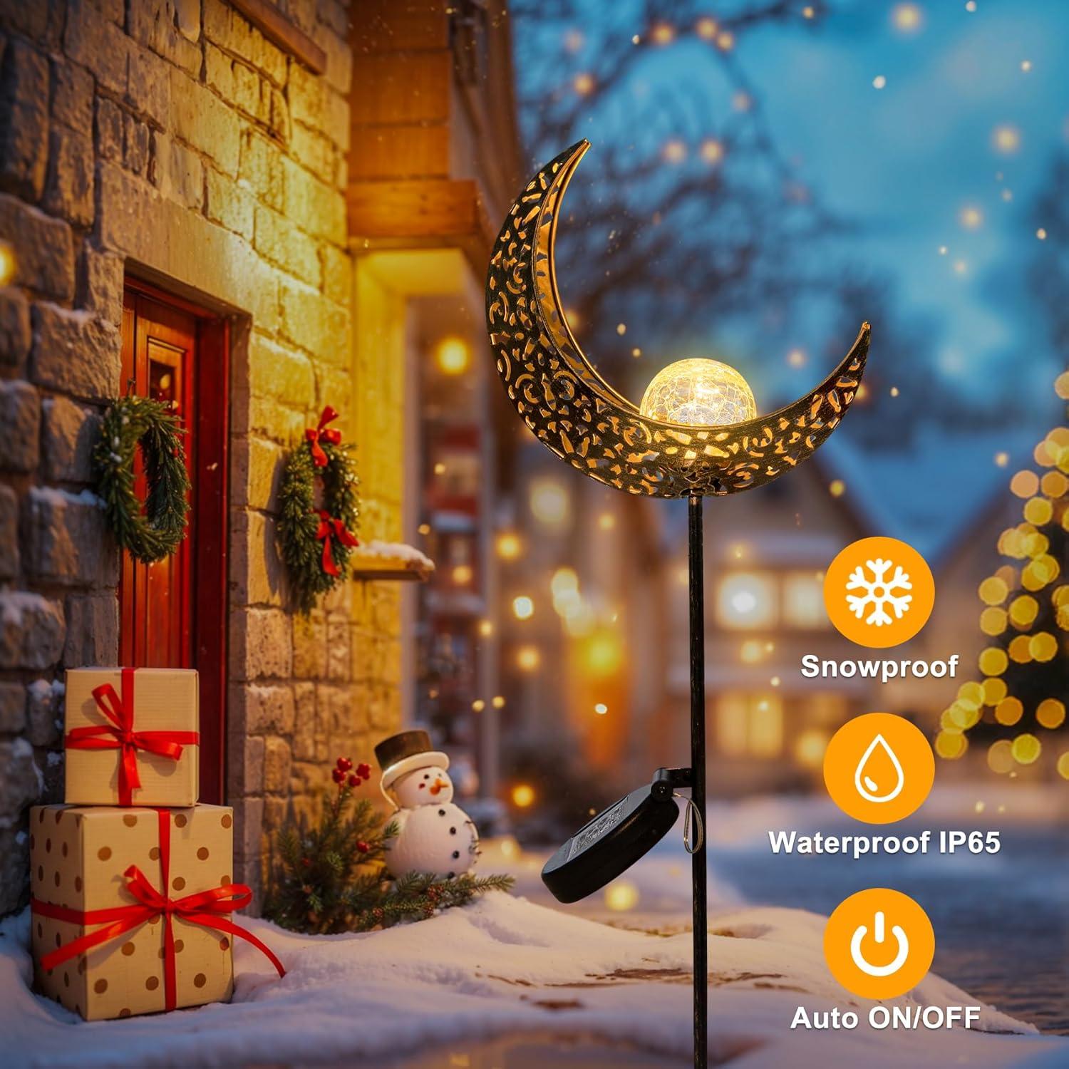 Luces Solares de Jardín Homeimpro en Forma de Luna Bronce