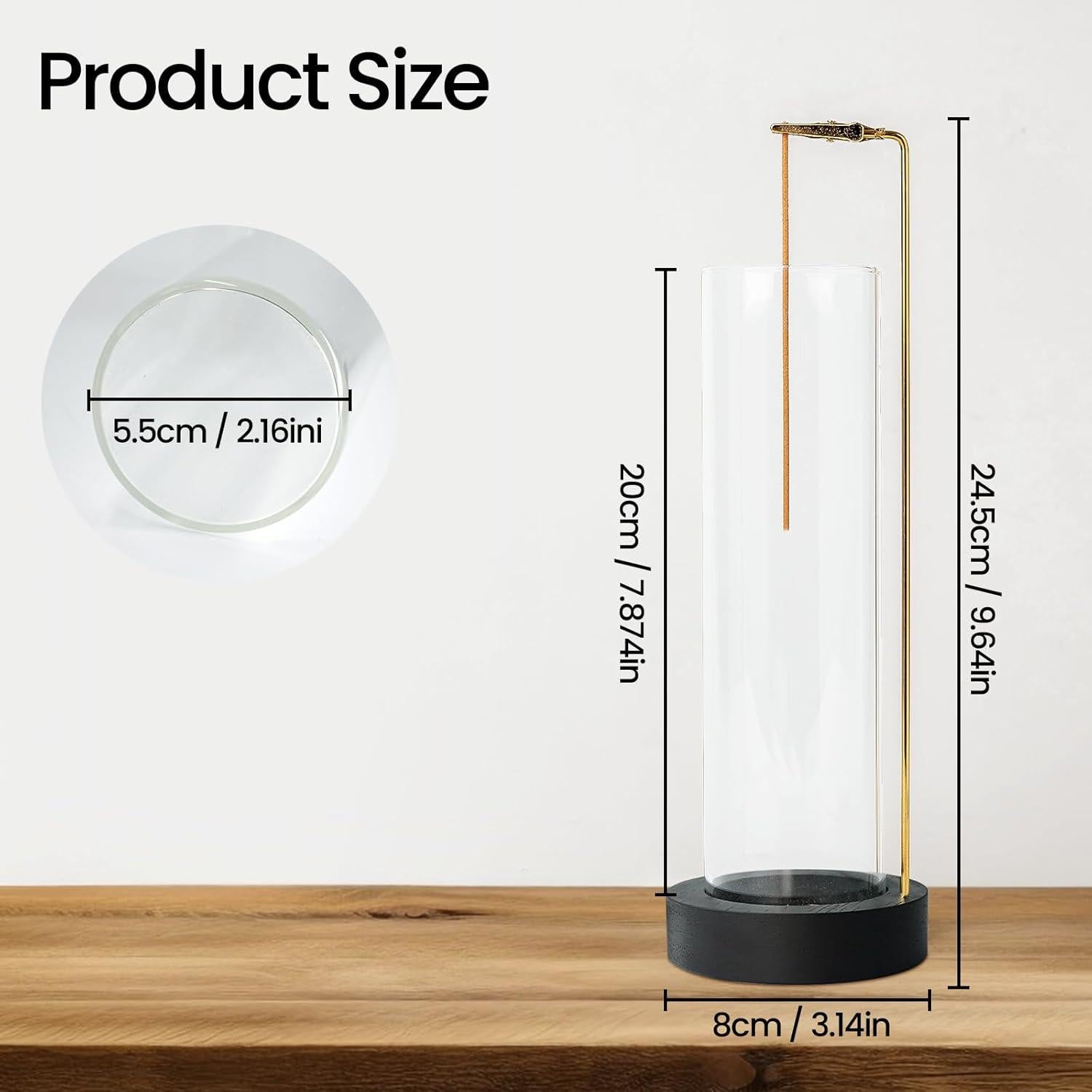 Soporte de Incienso GARMOLY con 30 Varitas y Recogedor de Vidrio