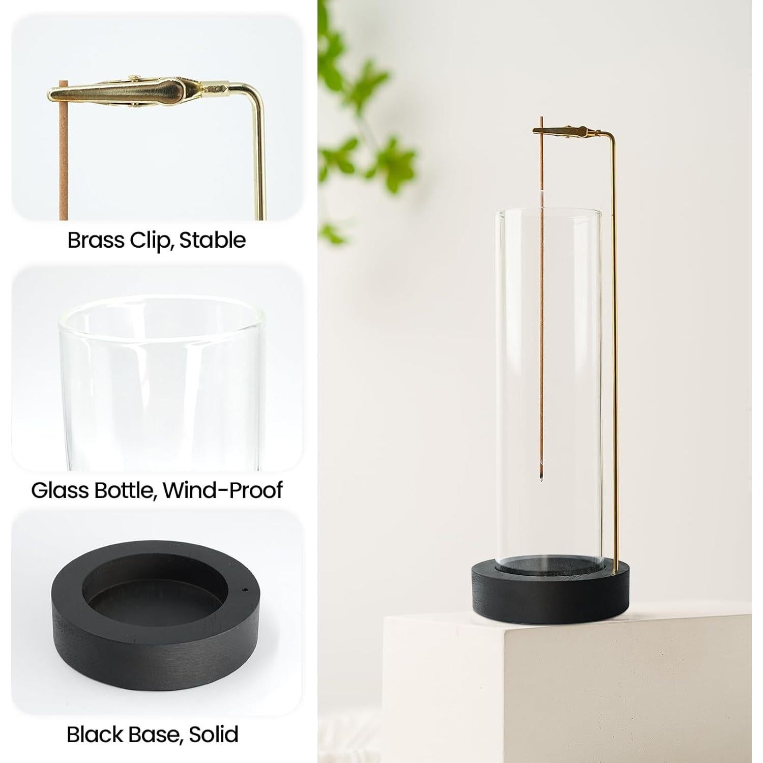 Soporte de Incienso GARMOLY con 30 Varitas y Recogedor de Vidrio