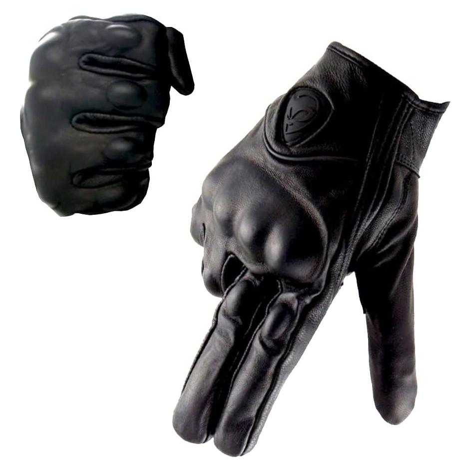 Guantes de Ciclismo Martian XL Cuero de Cabra Negro Táctil