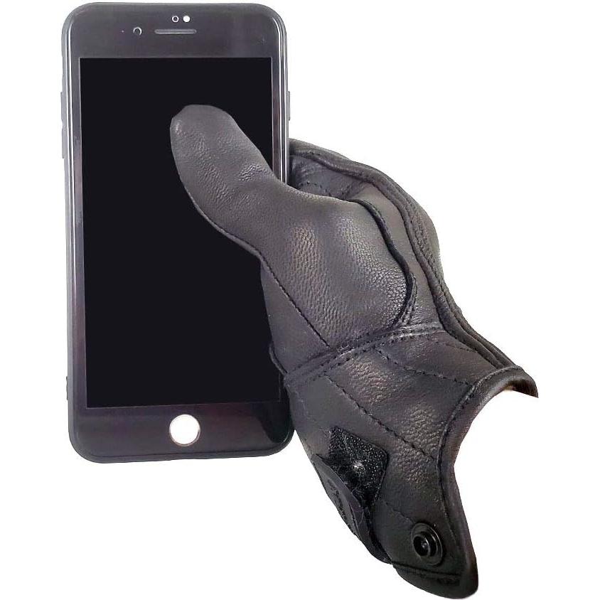 Guantes de Ciclismo Martian XL Cuero de Cabra Negro Táctil