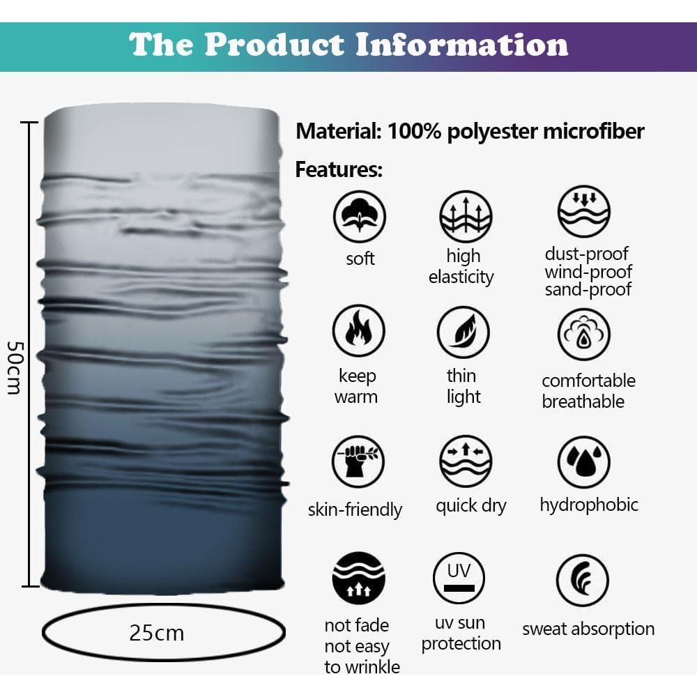 Máscara Gaiter para Cuello Unisex, Bandana Gator UV, 50x25 cm