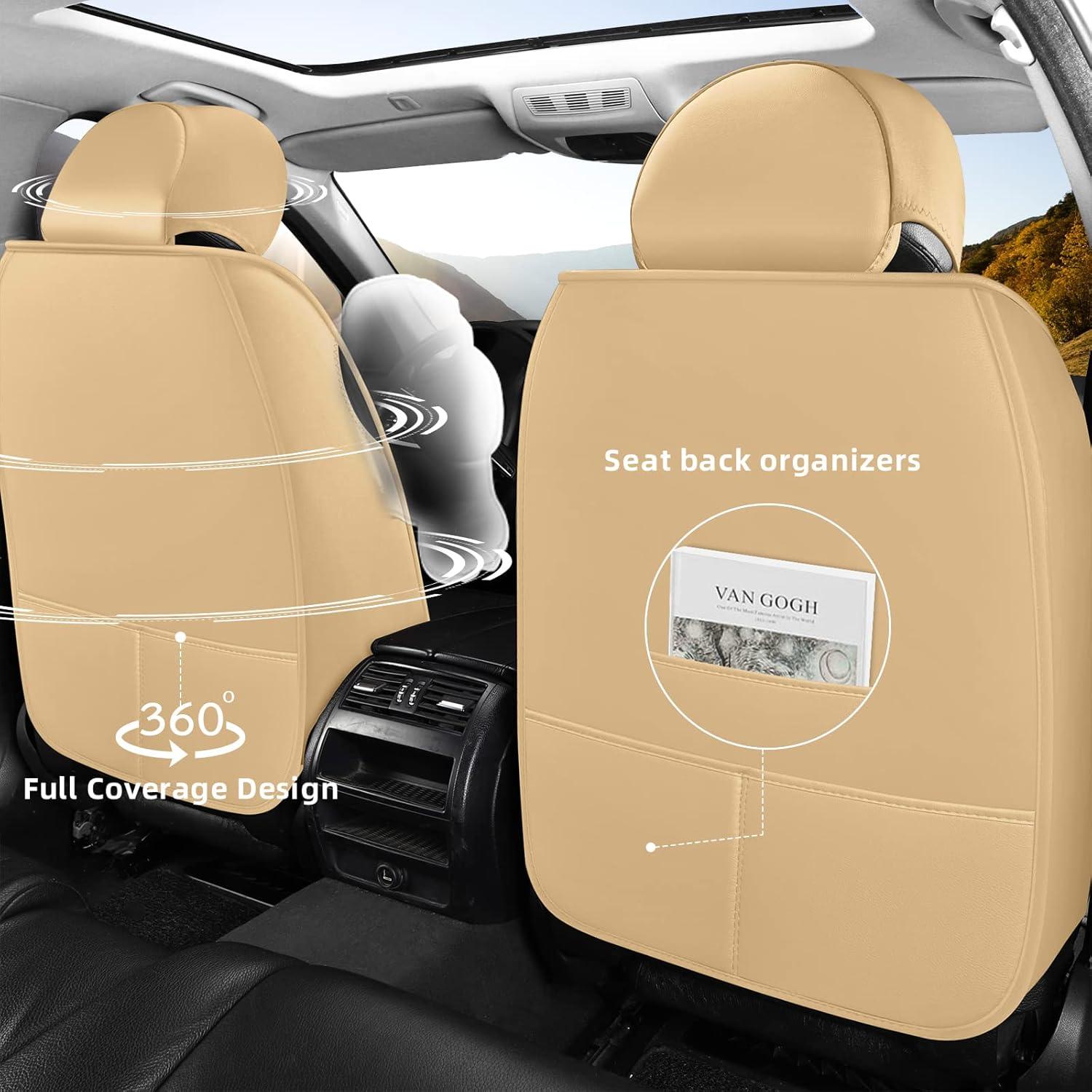 FREESOO Fundas de Asiento de Coche Frontal 2 Piezas Beige