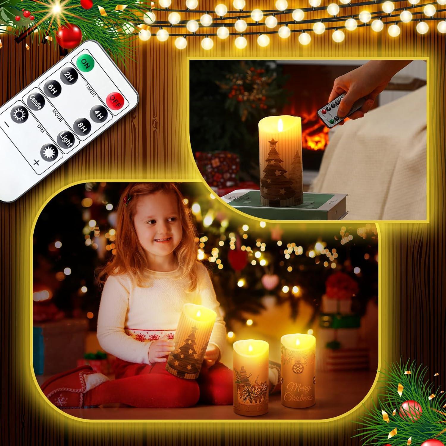 ROCEEI 3 Velas LED Decorativas a Batería 15 cm Campestre