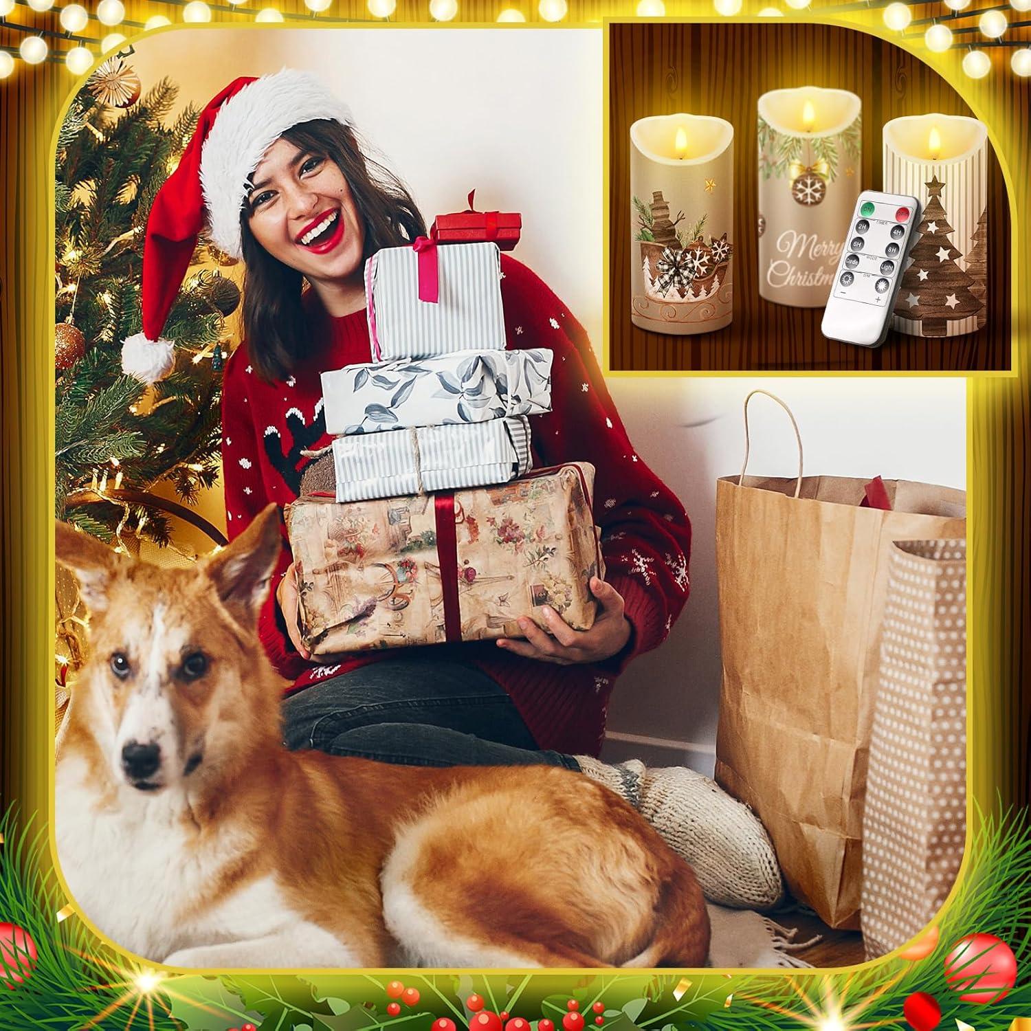 ROCEEI 3 Velas LED Decorativas a Batería 15 cm Campestre