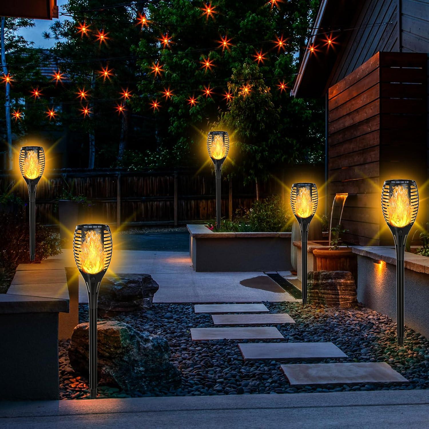 Luces Solares de Antorcha SHEDALED 4 Paquete IP65 Jardín