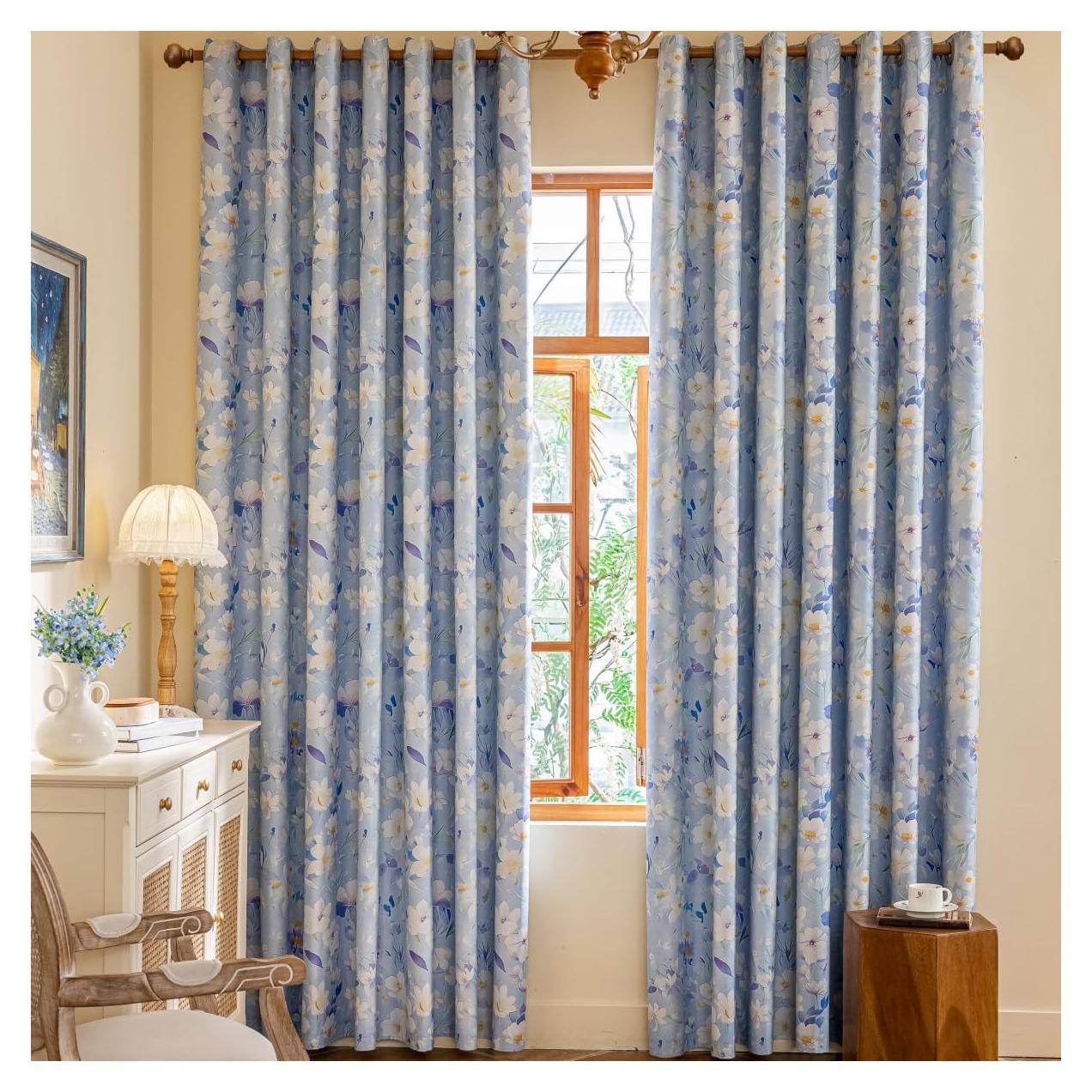 Cortinas GYROHOME Opacas Florales 2 Paneles 107x137 cm