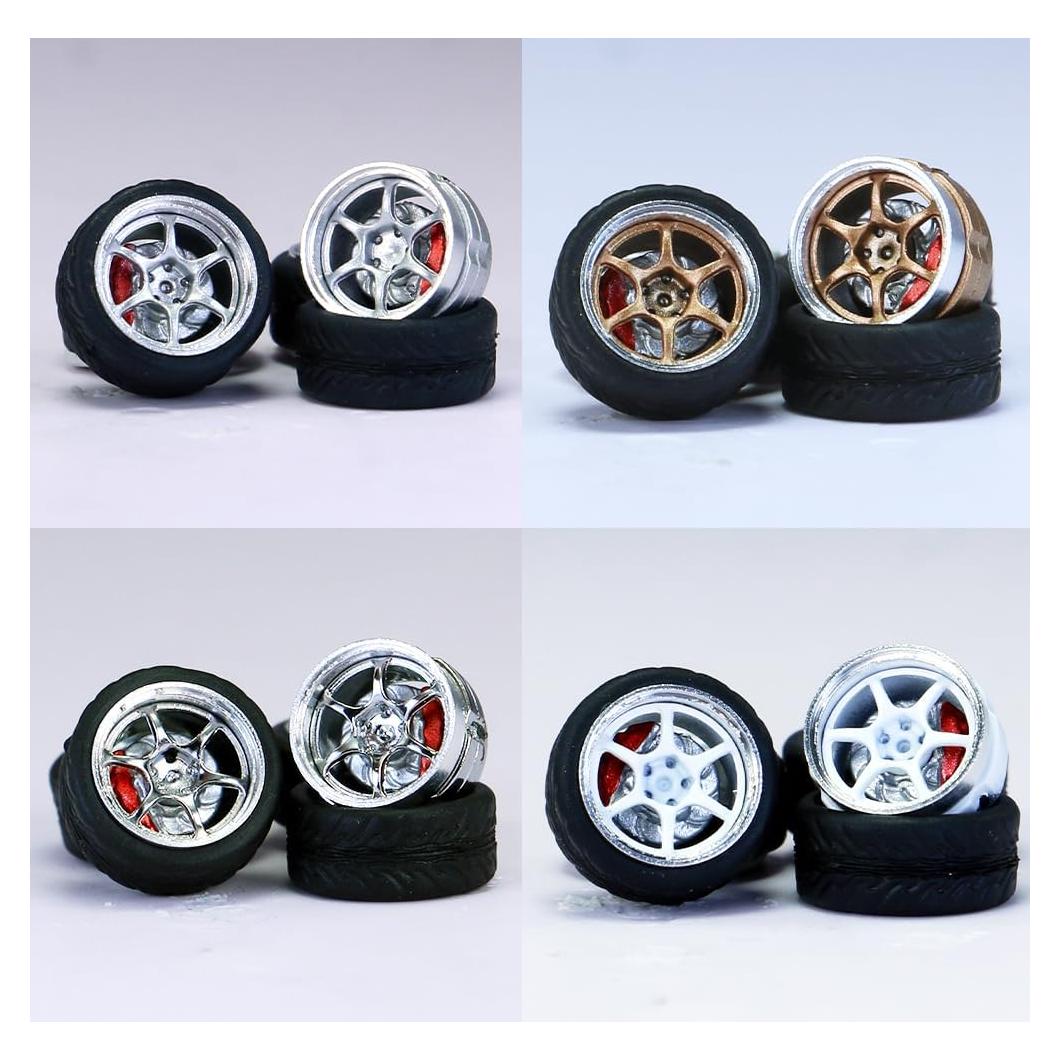 Ruedas 1/64 WAVEIST PS - 4 Juegos de ABS y Goma