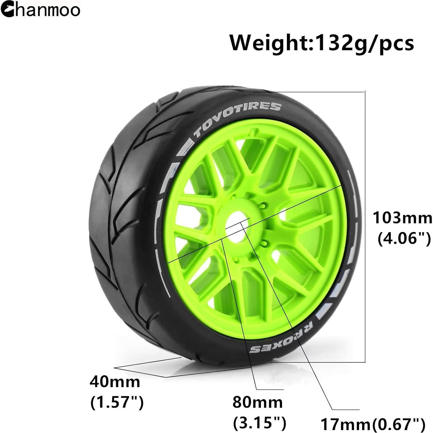 Neumáticos de Rally RC 1/8 Chanmoo 103mm 4PCS Caucho Negro