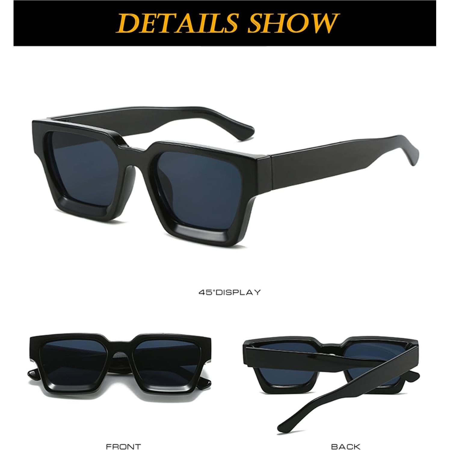 Gafas de sol cuadradas gruesas EYLRIM unisex UV400 negras