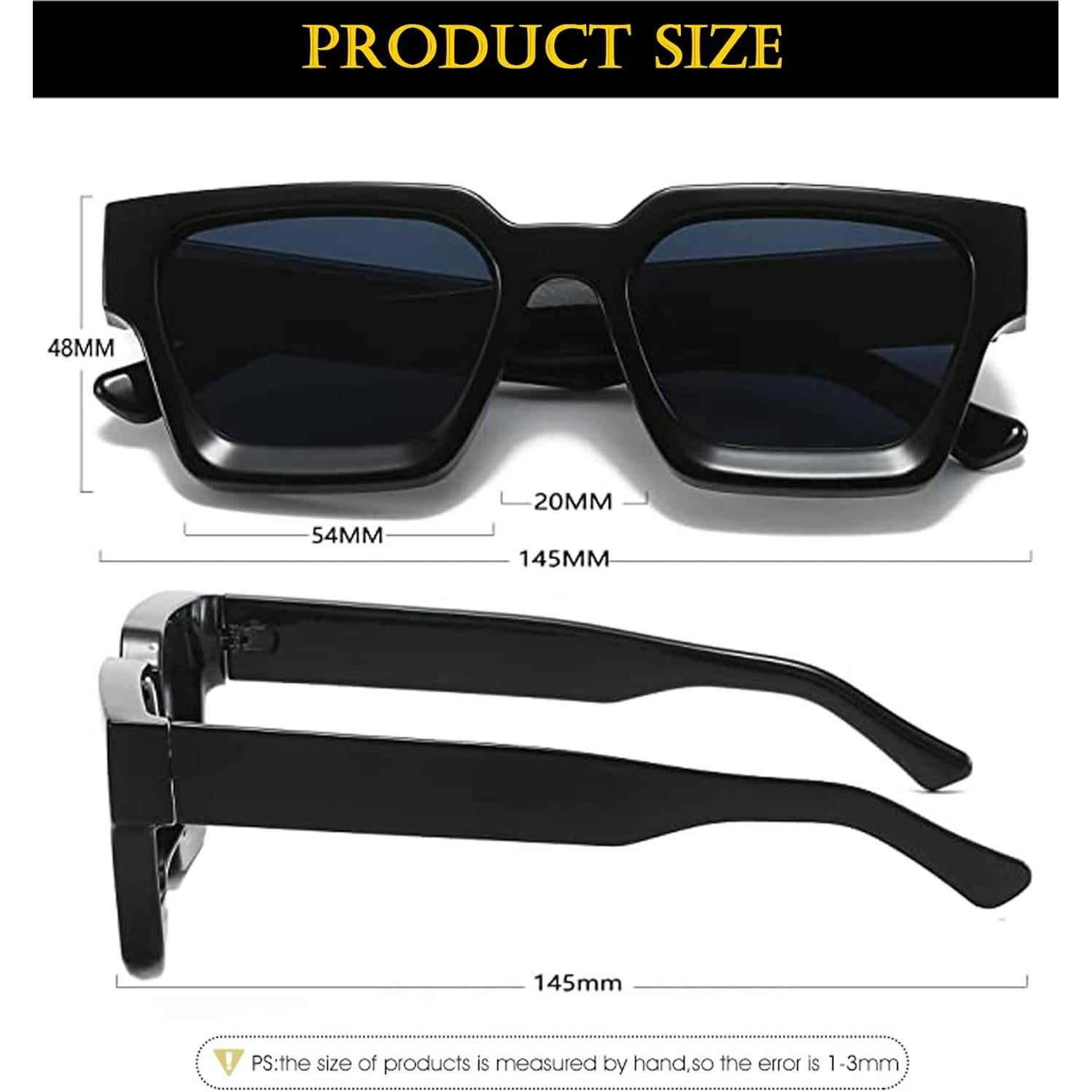 Gafas de sol cuadradas gruesas EYLRIM unisex UV400 negras