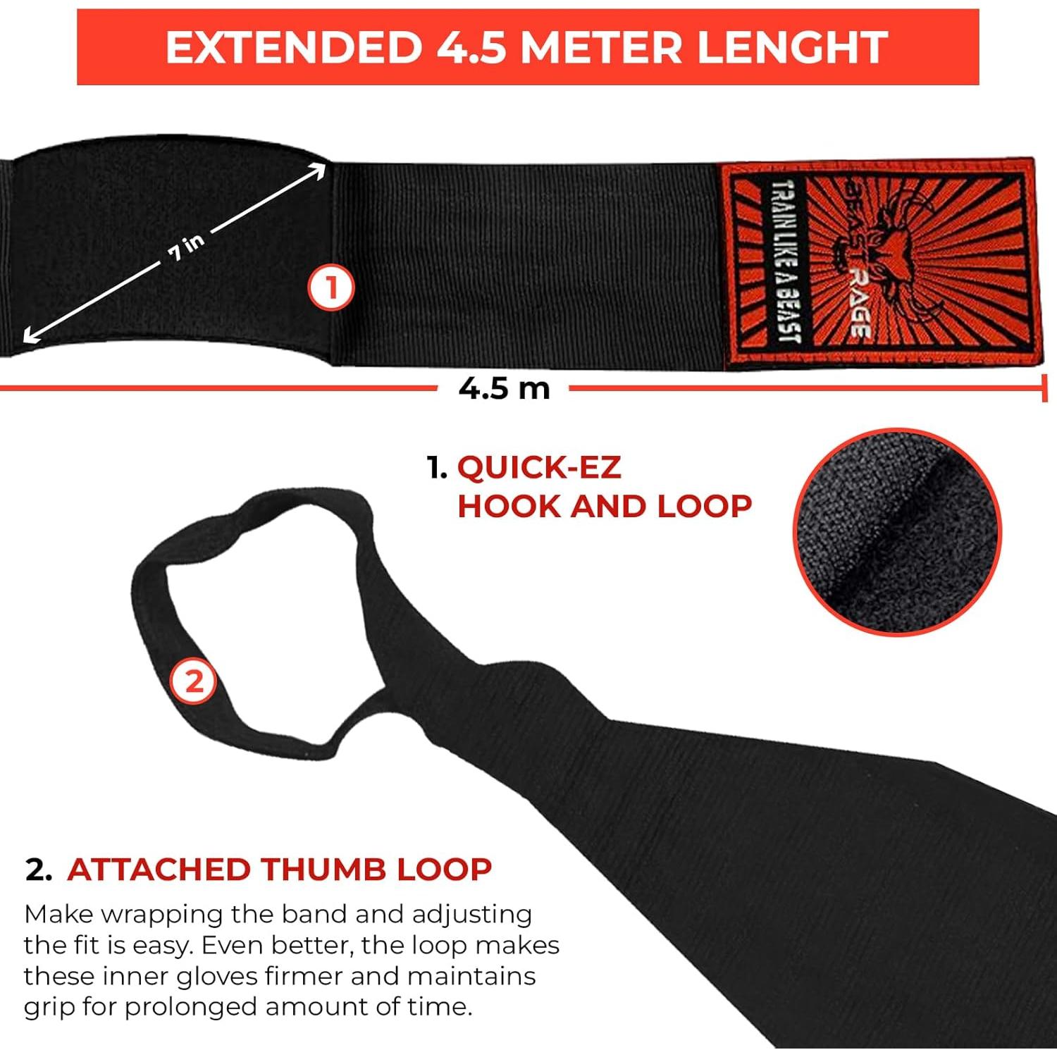 Envolturas de Mano BEAST RAGE 4.5m para Boxeo y MMA