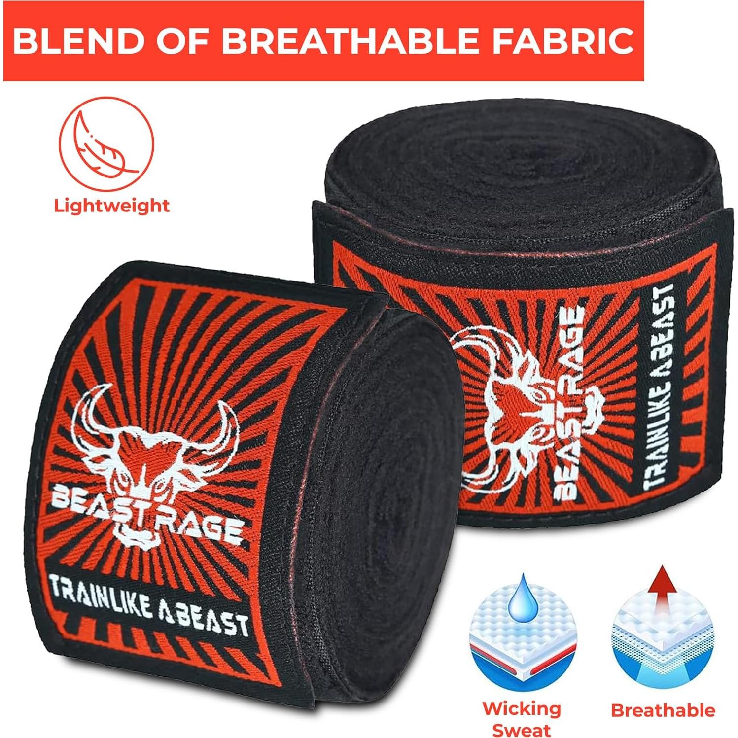 Envolturas de Mano BEAST RAGE 4.5m para Boxeo y MMA